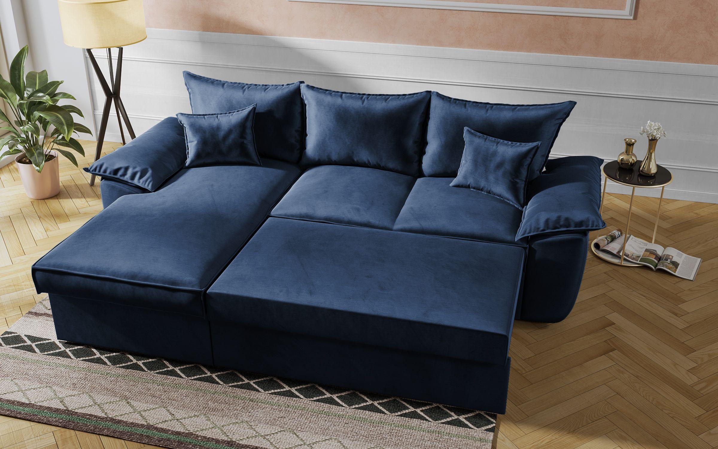 Γωνιακός καναπές - κρεβάτι Elzas, μπλε  8