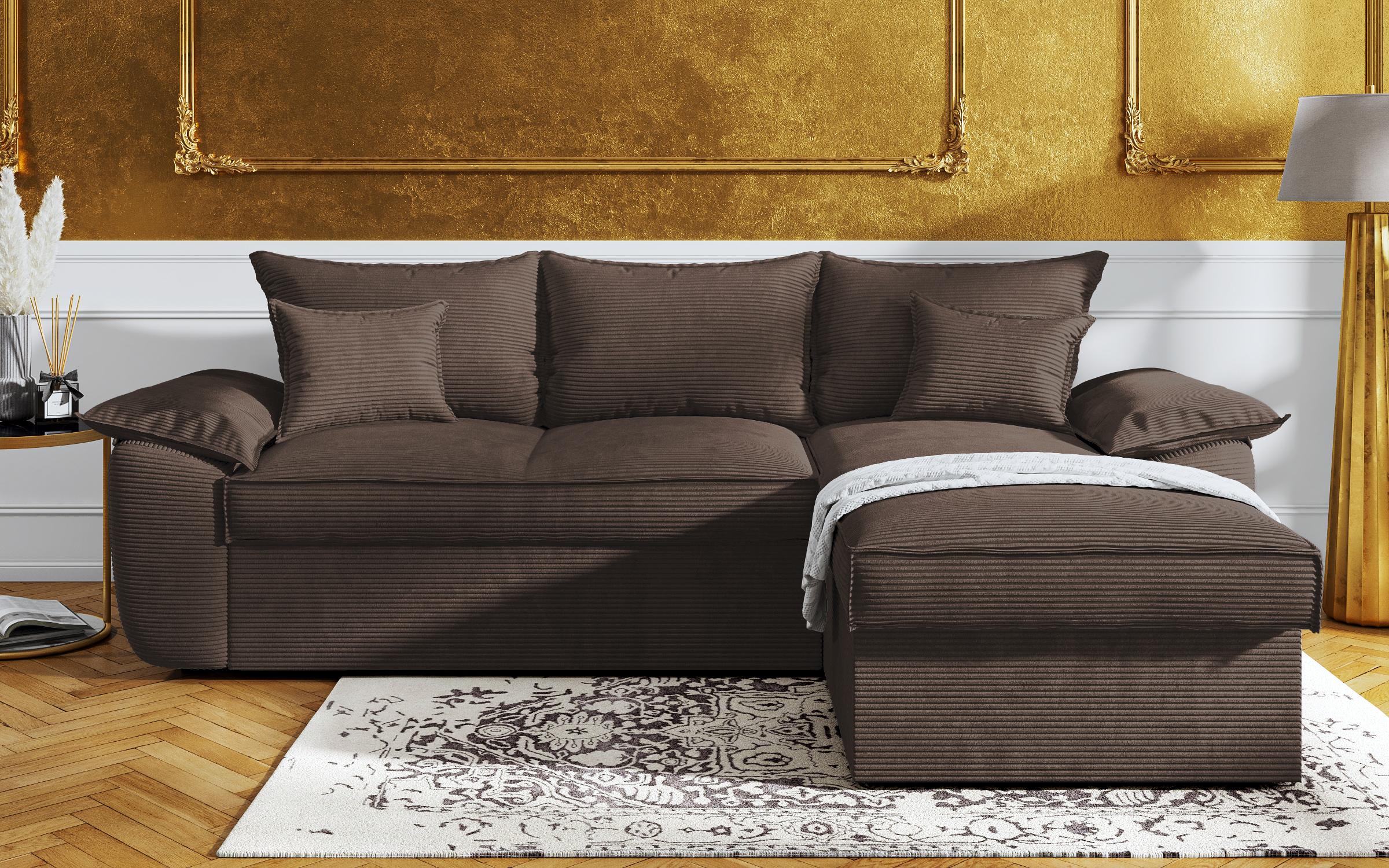 Γωνιακός καναπές - κρεβάτι Elzas, καφέ  1