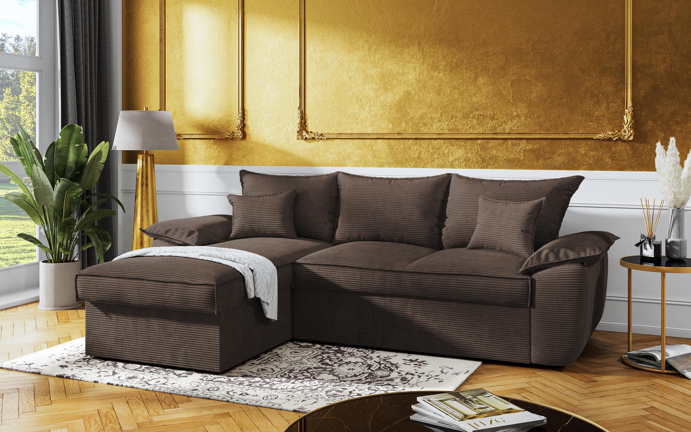 Γωνιακός καναπές - κρεβάτι Elzas, καφέ  3