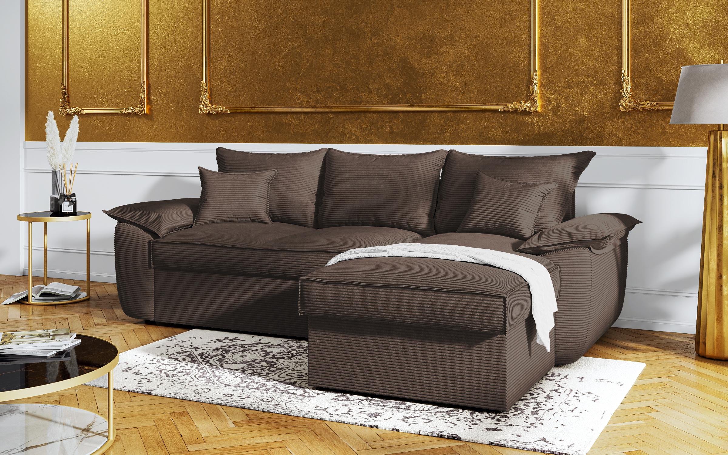 Γωνιακός καναπές - κρεβάτι Elzas, καφέ  3