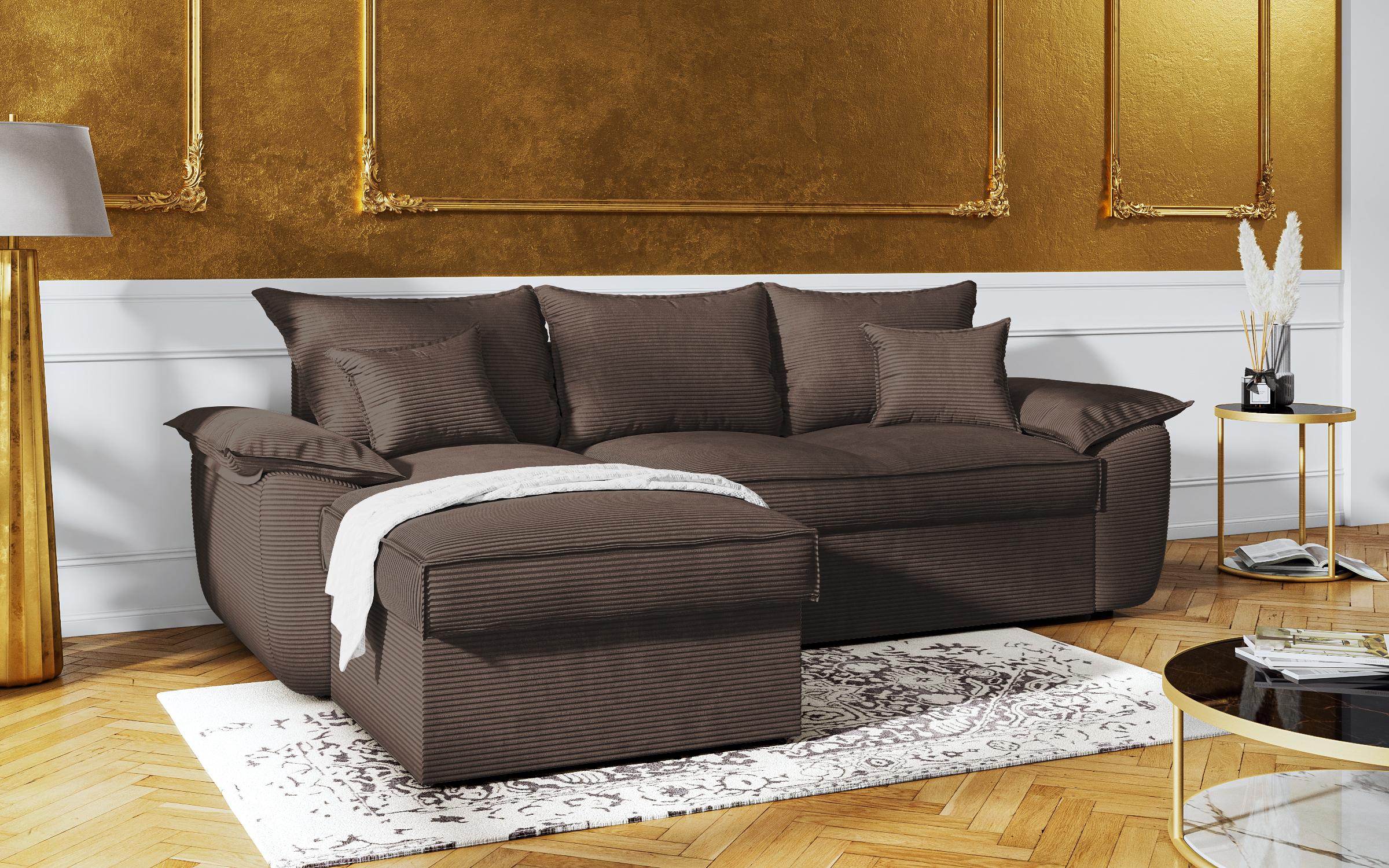 Γωνιακός καναπές - κρεβάτι Elzas, καφέ  4