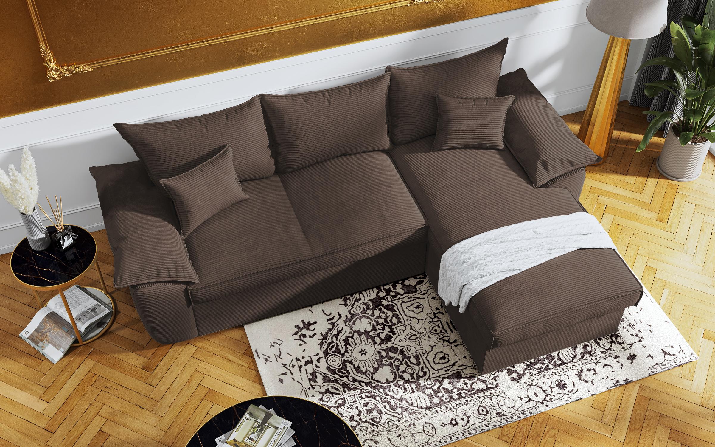 Γωνιακός καναπές - κρεβάτι Elzas, καφέ  5