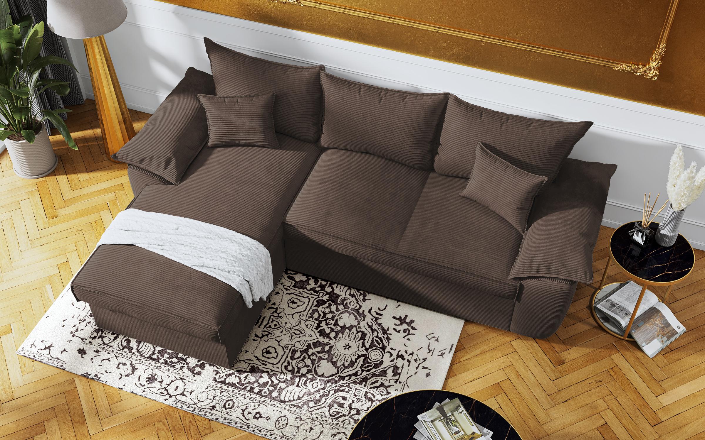 Γωνιακός καναπές - κρεβάτι Elzas, καφέ  6
