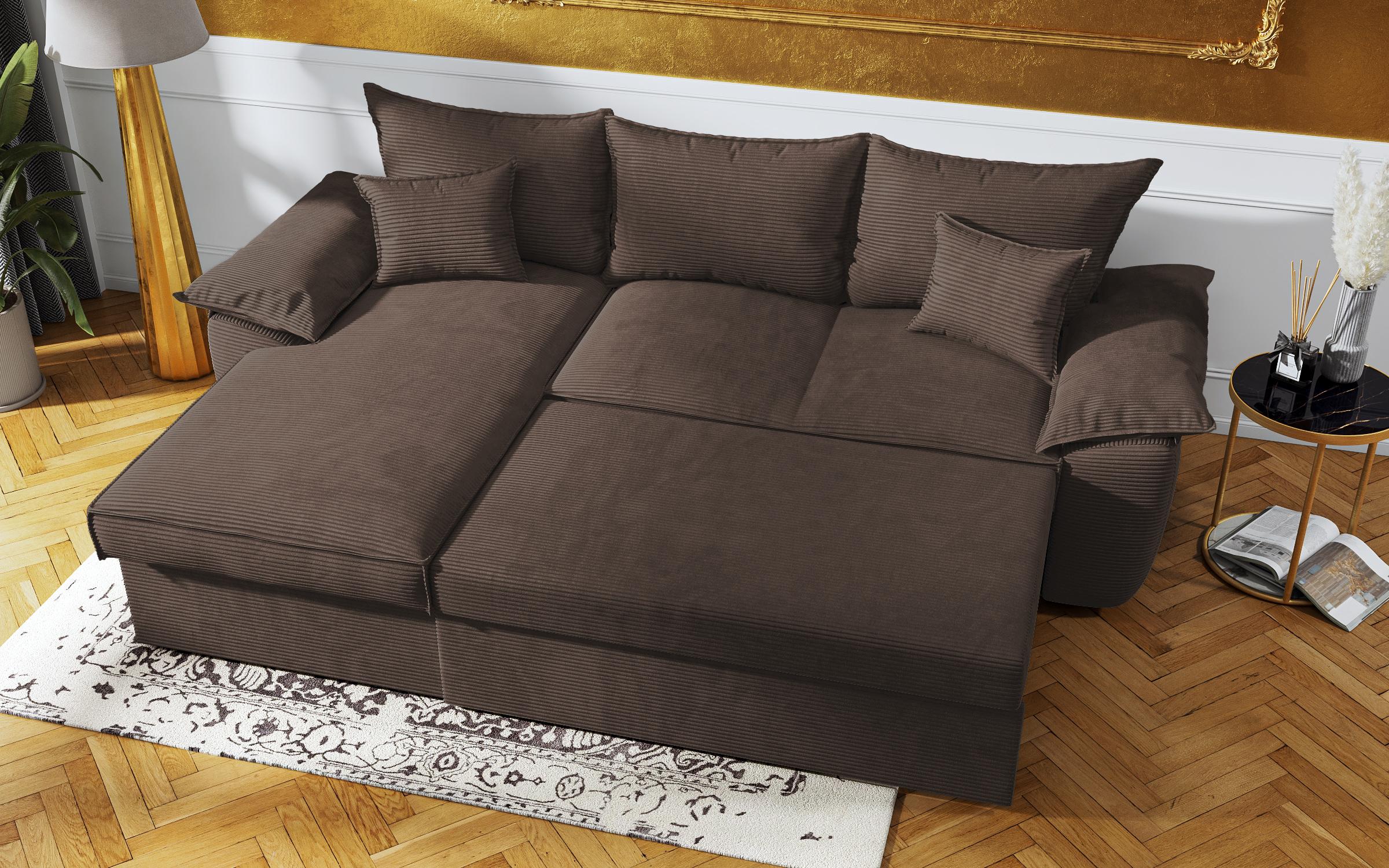 Γωνιακός καναπές - κρεβάτι Elzas, καφέ  8