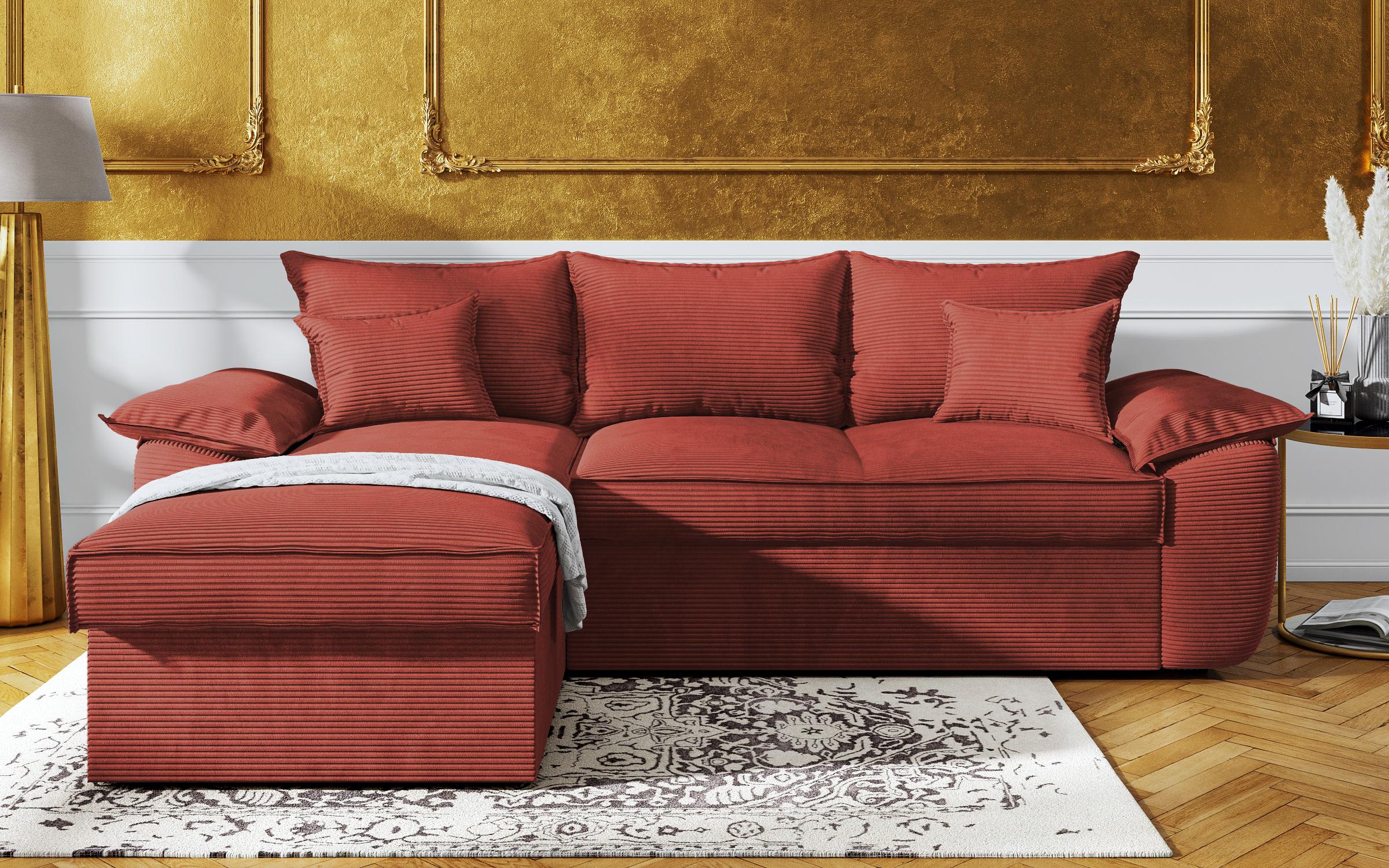 Γωνιακός καναπές - κρεβάτι Elzas, πορτοκαλί  1
