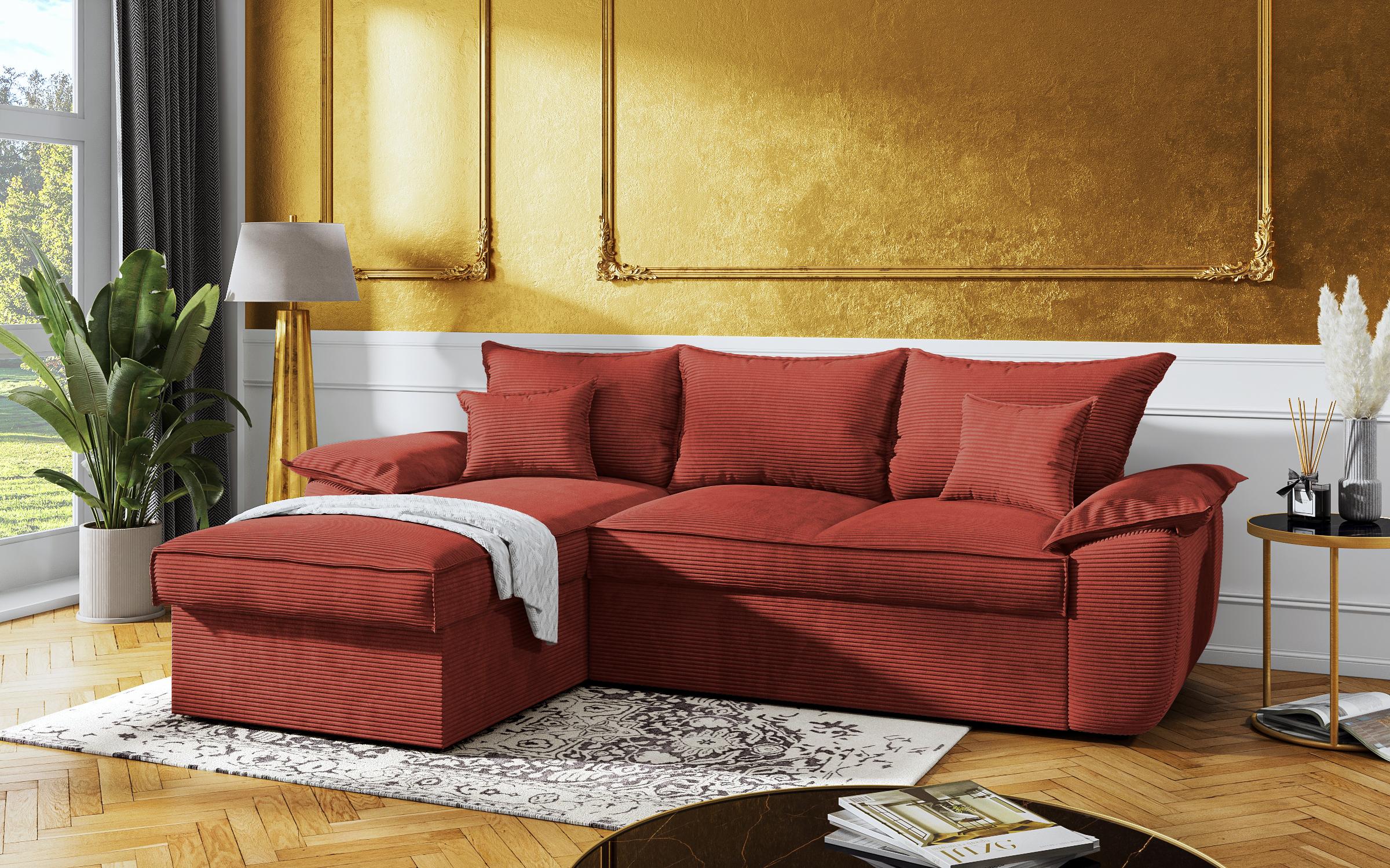 Γωνιακός καναπές - κρεβάτι Elzas, πορτοκαλί  3