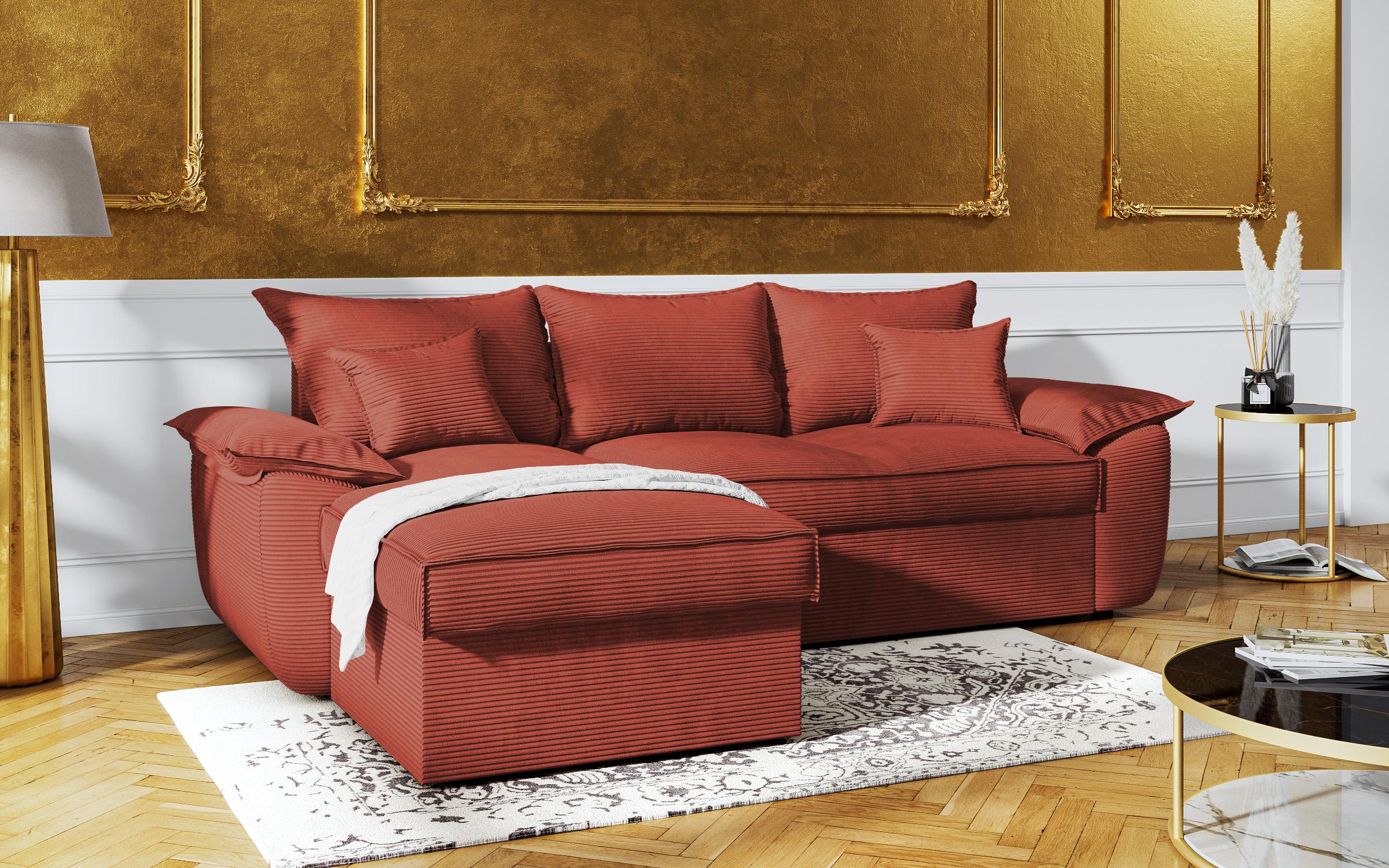 Γωνιακός καναπές - κρεβάτι Elzas, πορτοκαλί  4