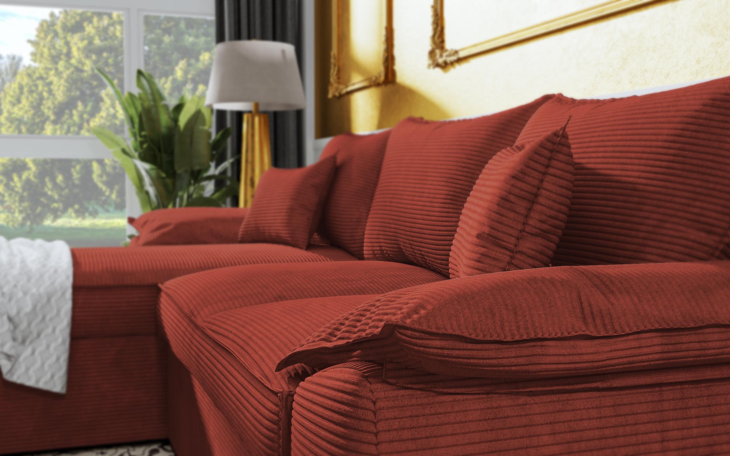 Γωνιακός καναπές - κρεβάτι Elzas, πορτοκαλί  5