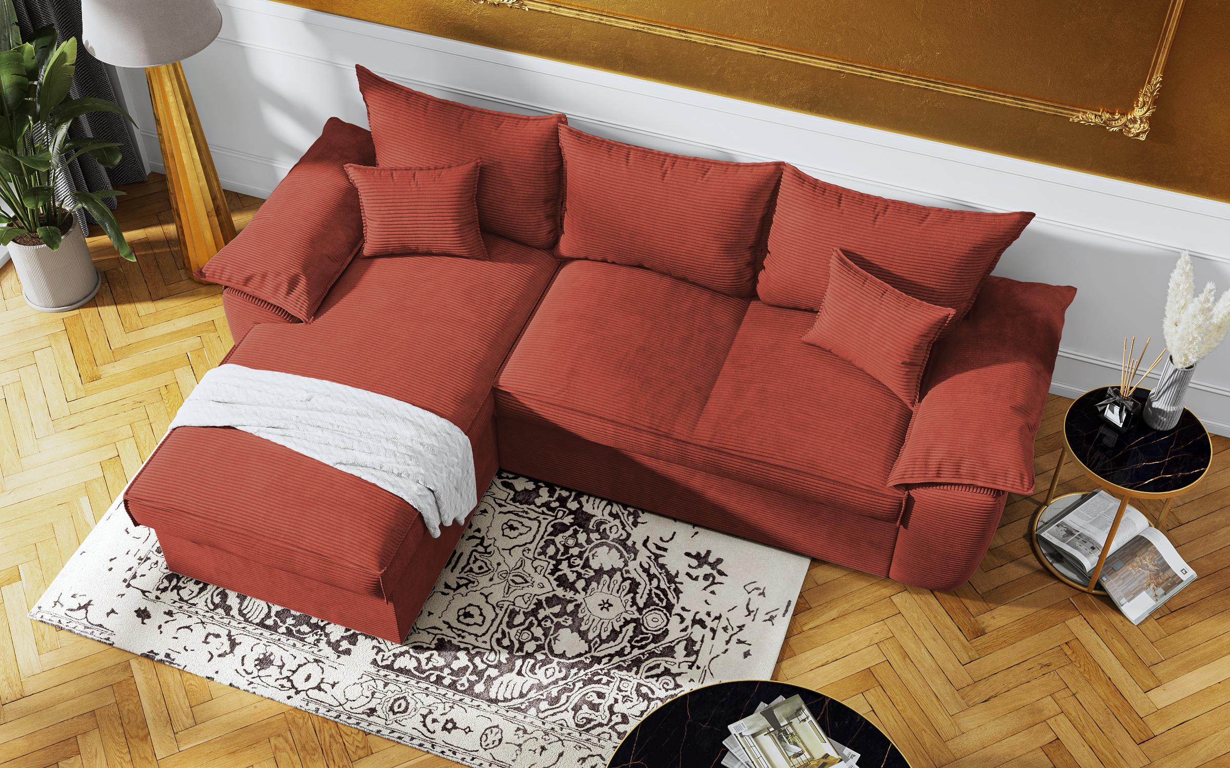 Γωνιακός καναπές - κρεβάτι Elzas, πορτοκαλί  6