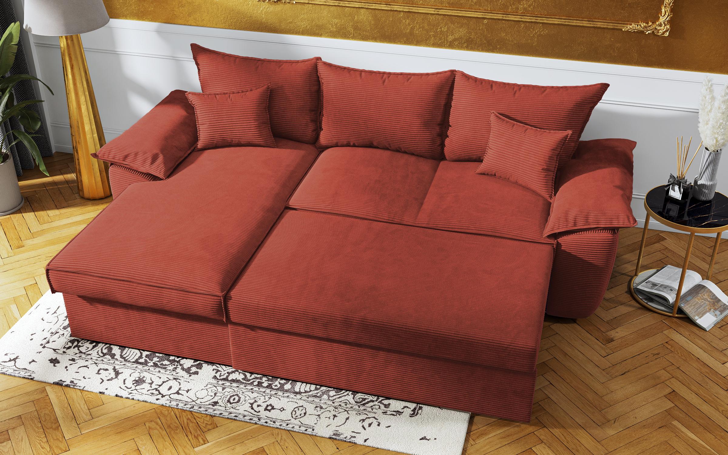 Γωνιακός καναπές - κρεβάτι Elzas, πορτοκαλί  8