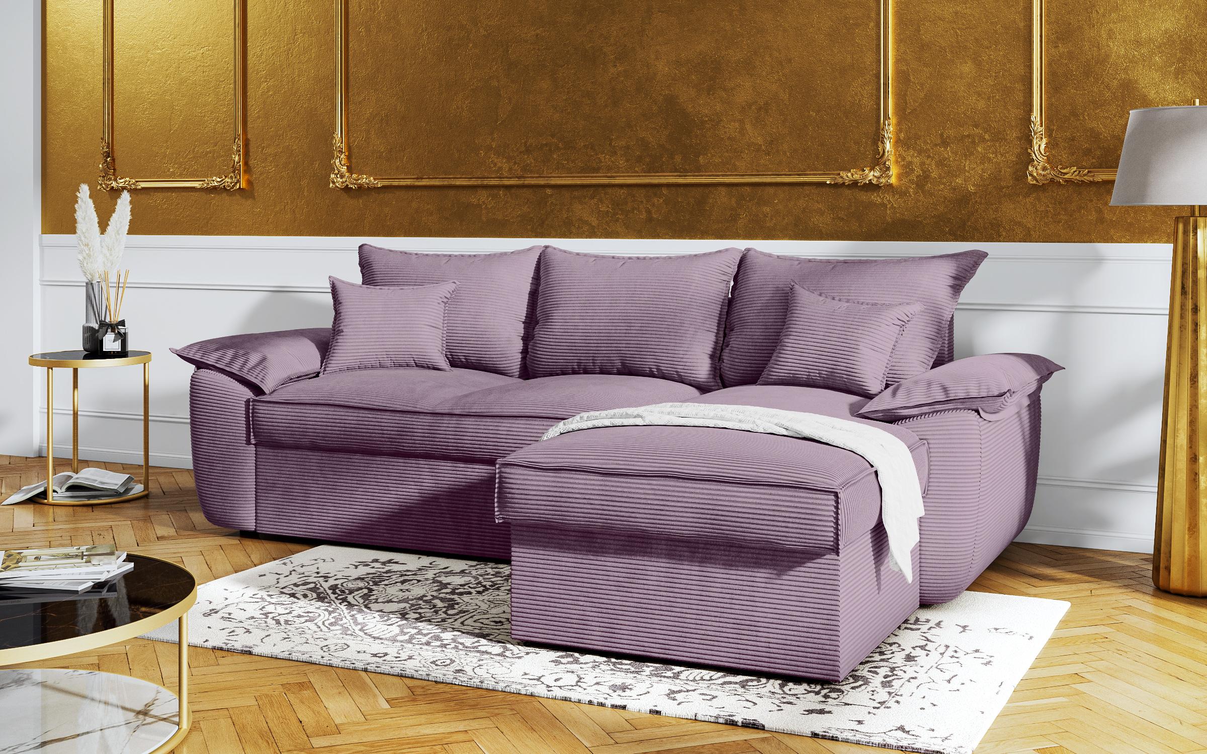 Γωνιακός καναπές - κρεβάτι Elzas, λεβάντα  3