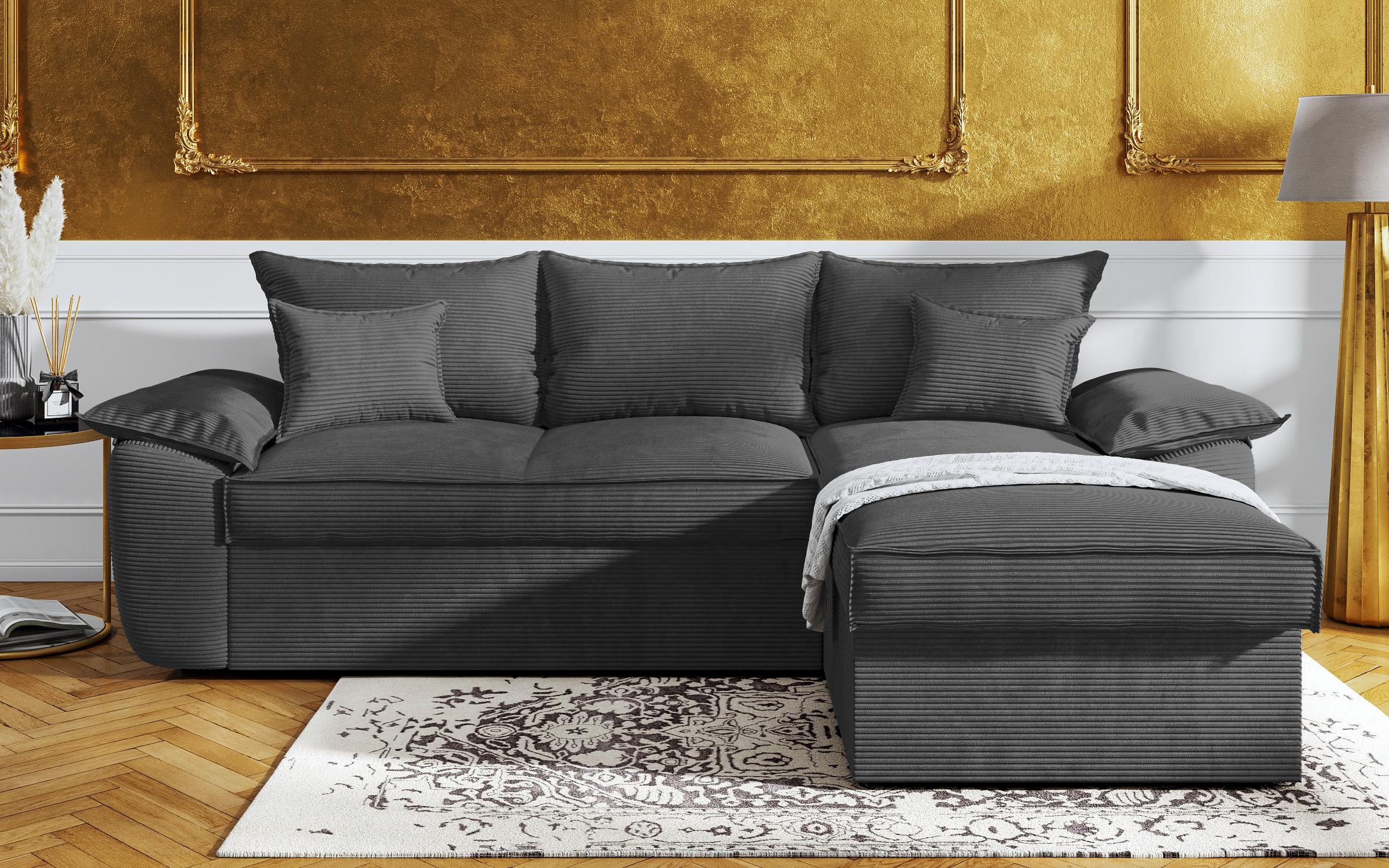 Γωνιακός καναπές - κρεβάτι Elzas, γραφίτης  1