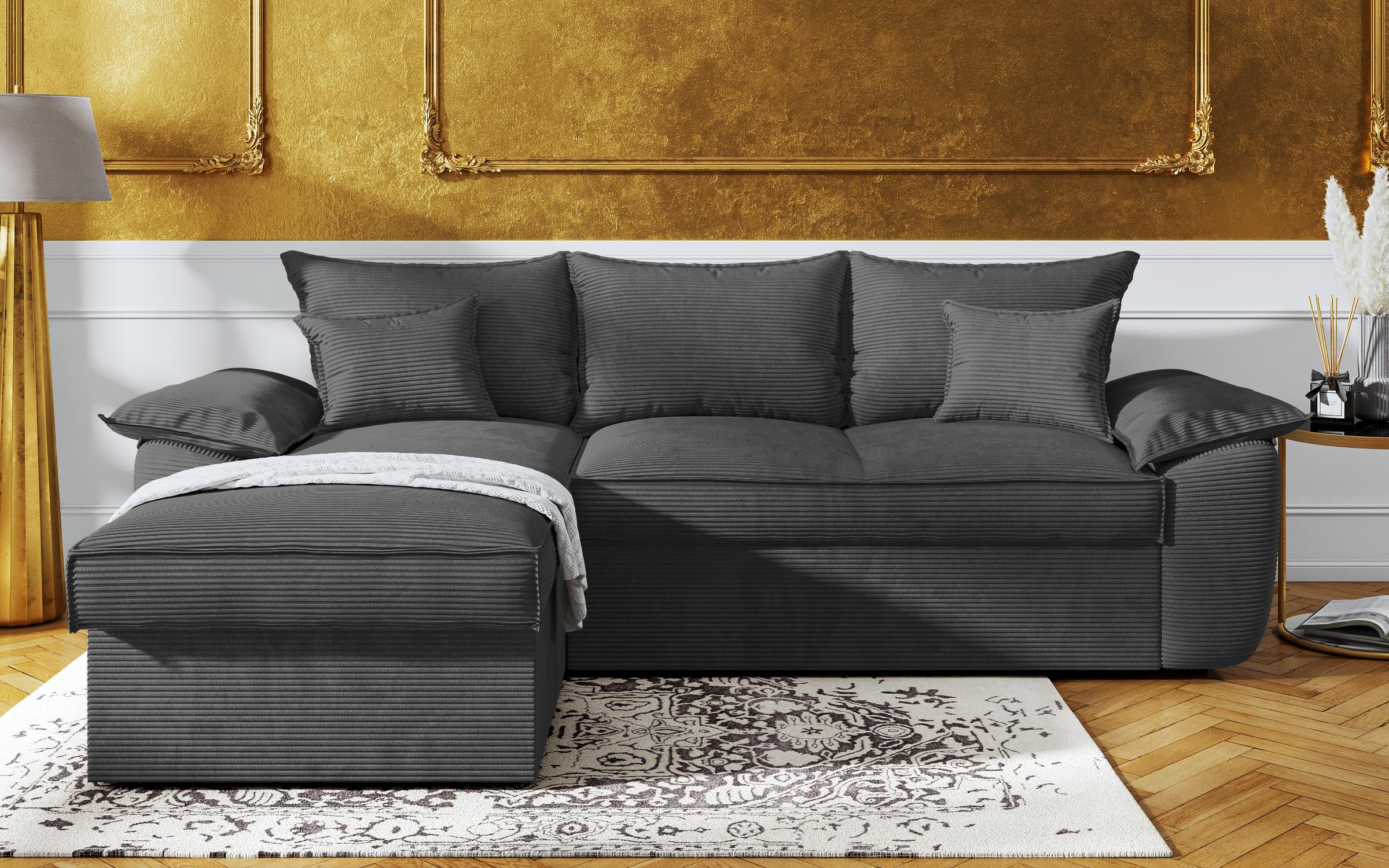 Γωνιακός καναπές - κρεβάτι Elzas, γραφίτης  1