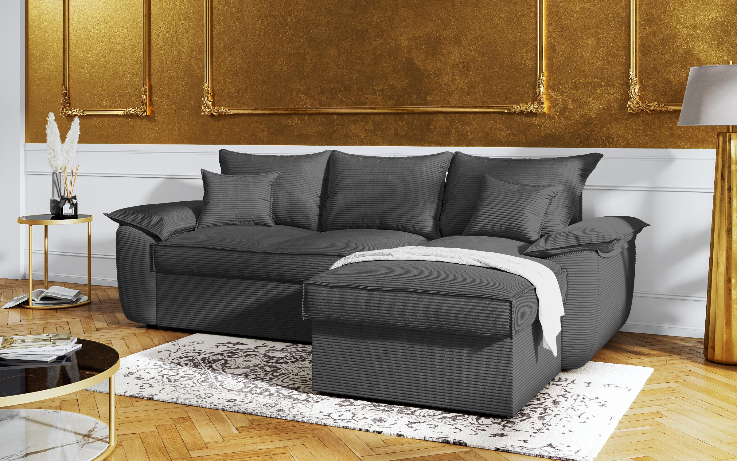 Γωνιακός καναπές - κρεβάτι Elzas, γραφίτης  3