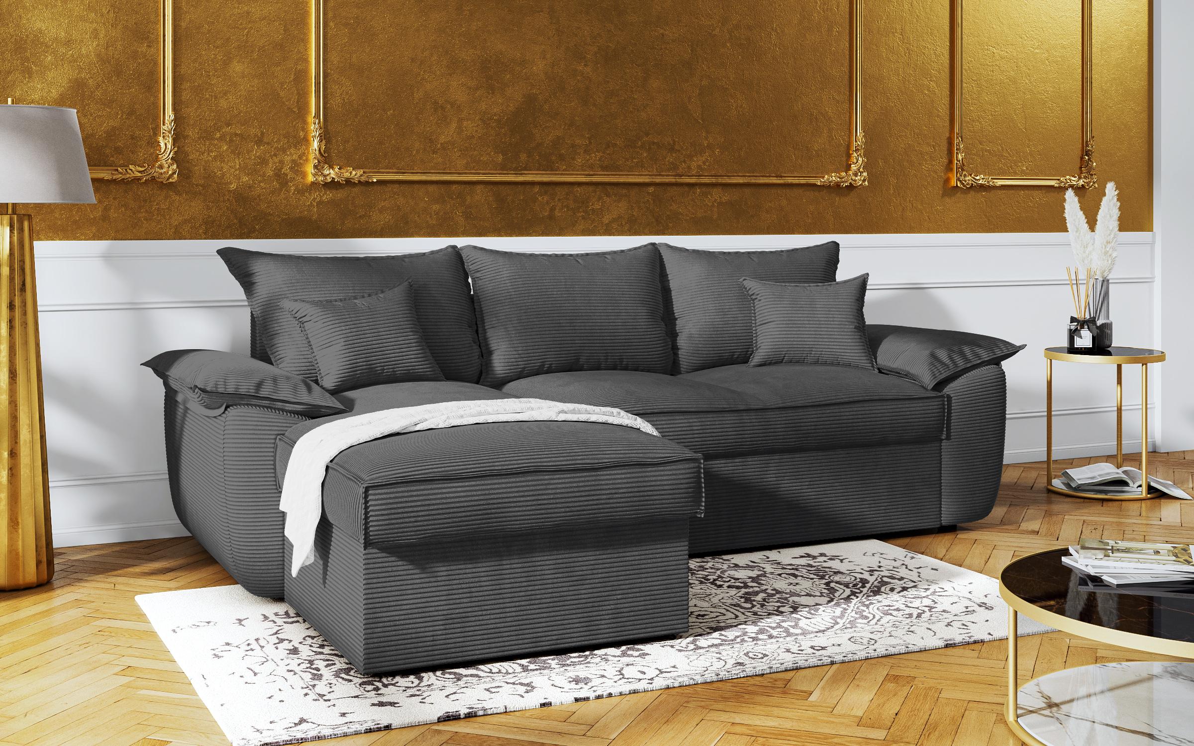 Γωνιακός καναπές - κρεβάτι Elzas, γραφίτης  4