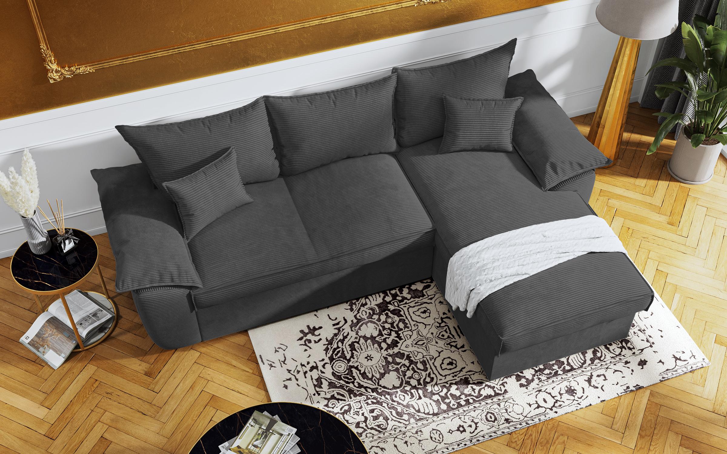 Γωνιακός καναπές - κρεβάτι Elzas, γραφίτης  5