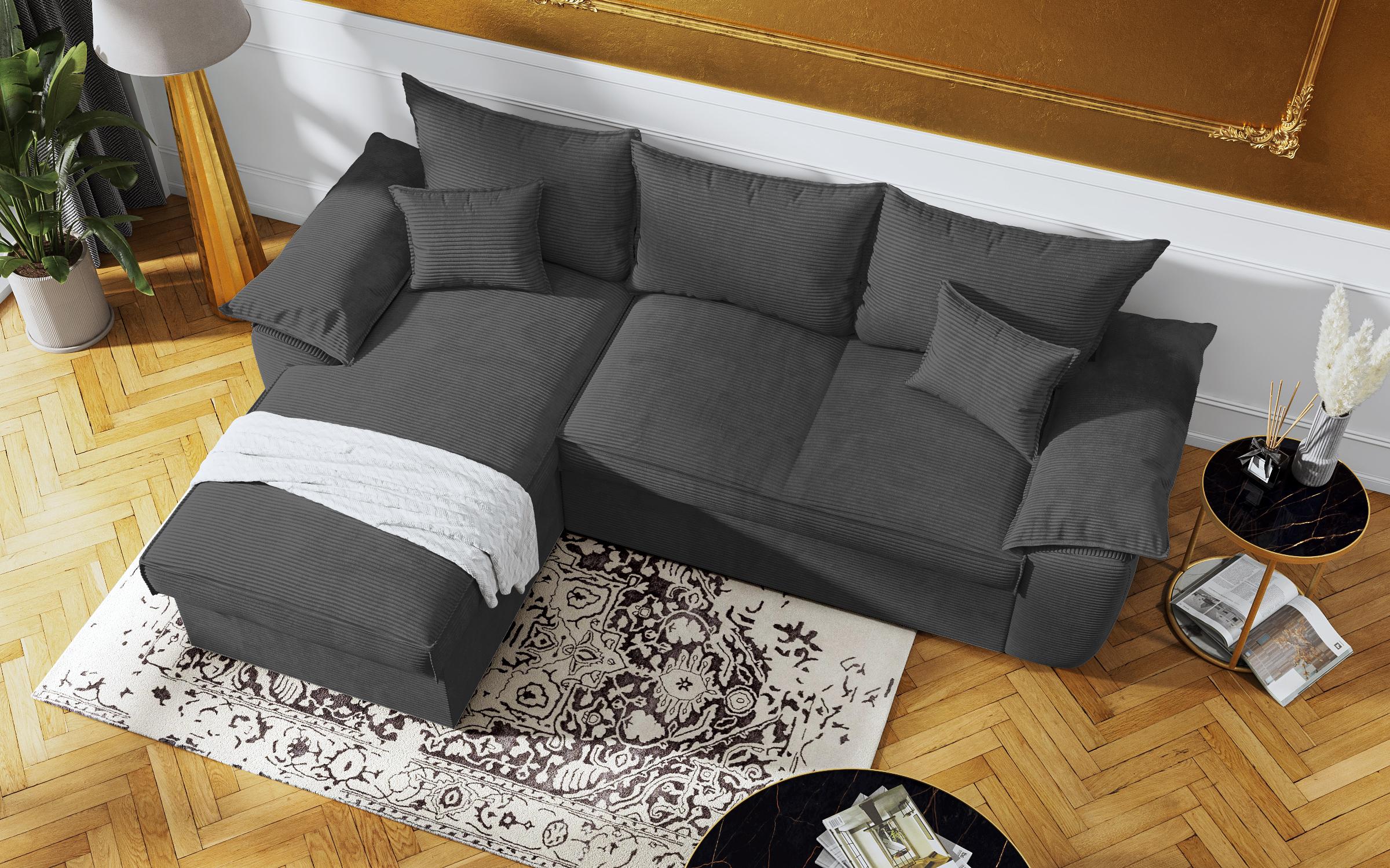 Γωνιακός καναπές - κρεβάτι Elzas, γραφίτης  6