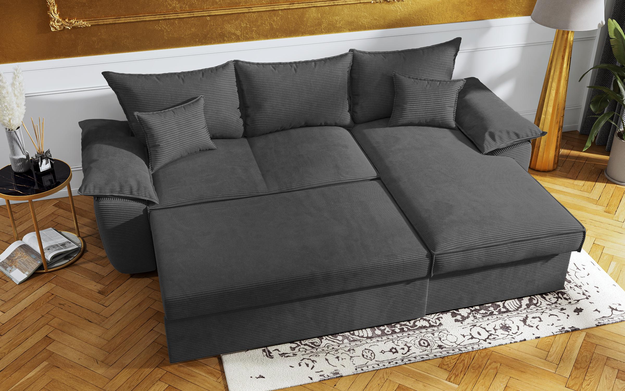 Γωνιακός καναπές - κρεβάτι Elzas, γραφίτης  7