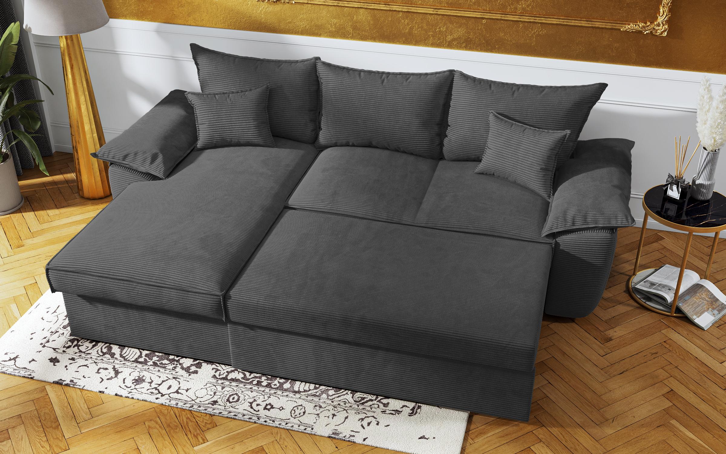 Γωνιακός καναπές - κρεβάτι Elzas, γραφίτης  8