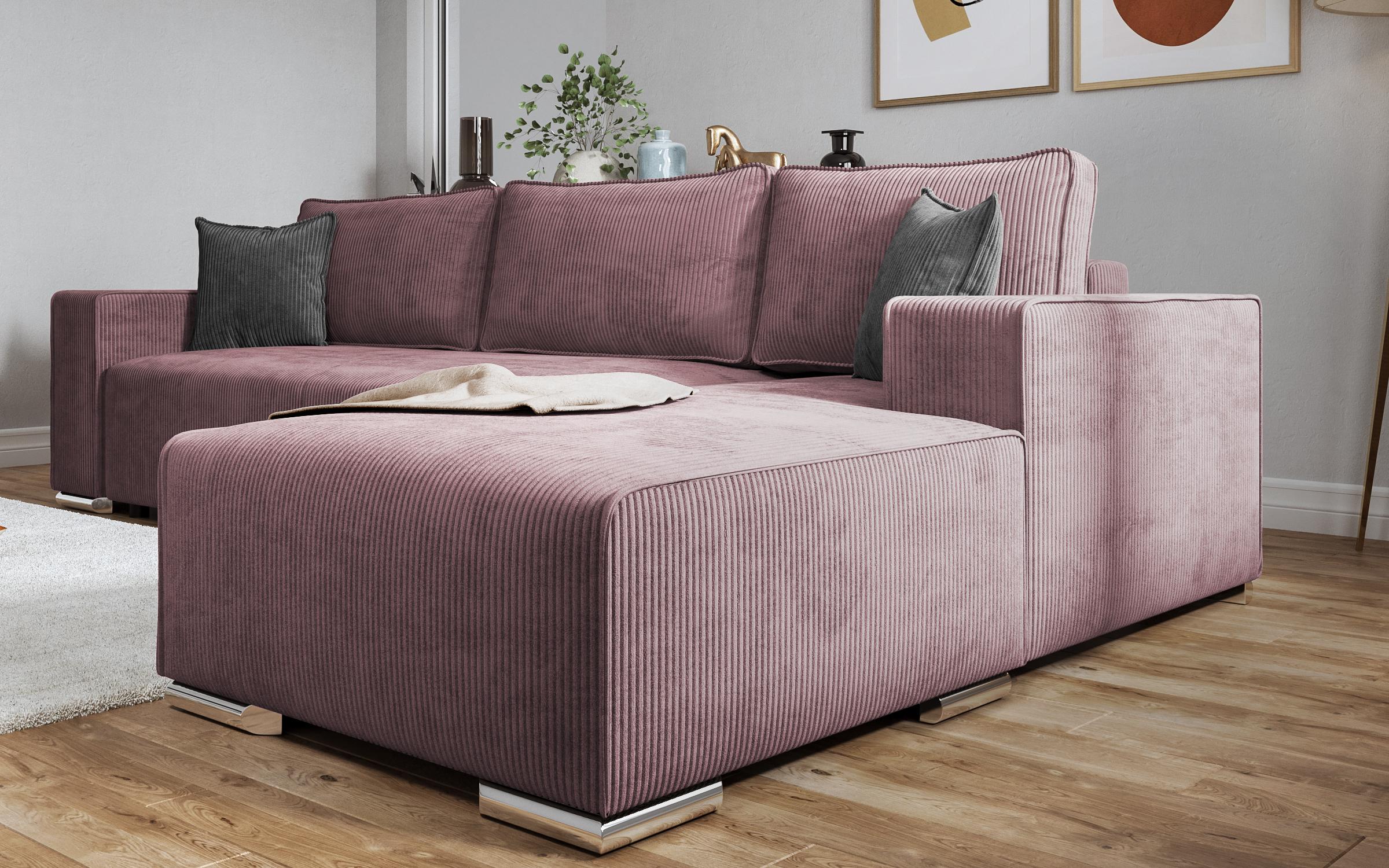 Γωνιακός καναπές Felion, ροζ + γκρι  4