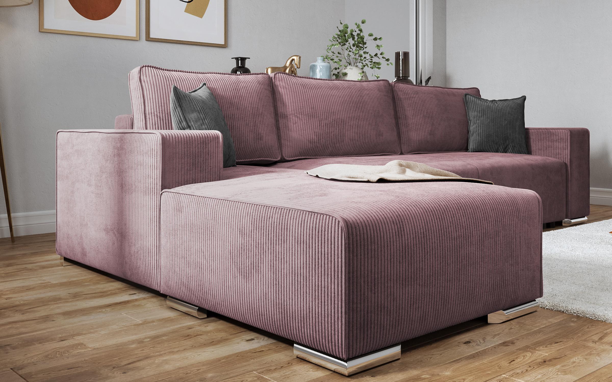 Γωνιακός καναπές Felion, ροζ + γκρι  4