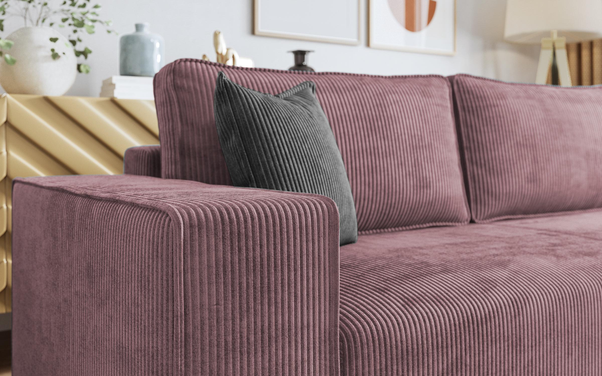 Γωνιακός καναπές Felion, ροζ + γκρι  5