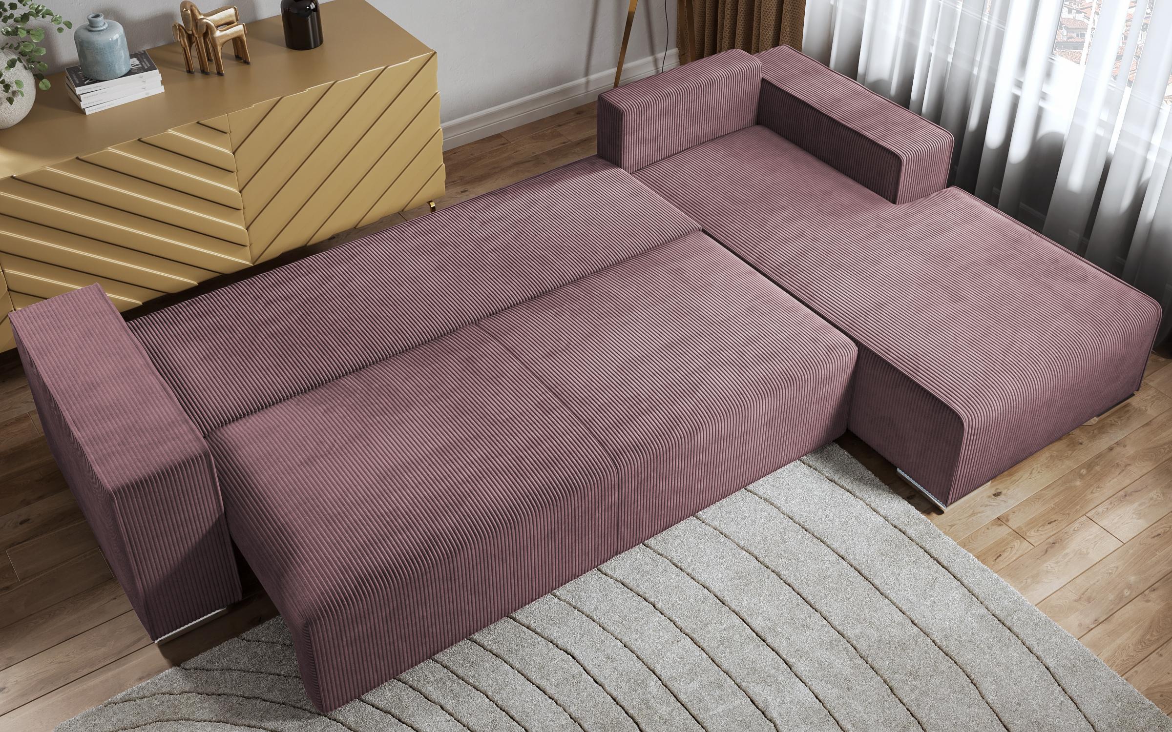 Γωνιακός καναπές Felion, ροζ + γκρι  8