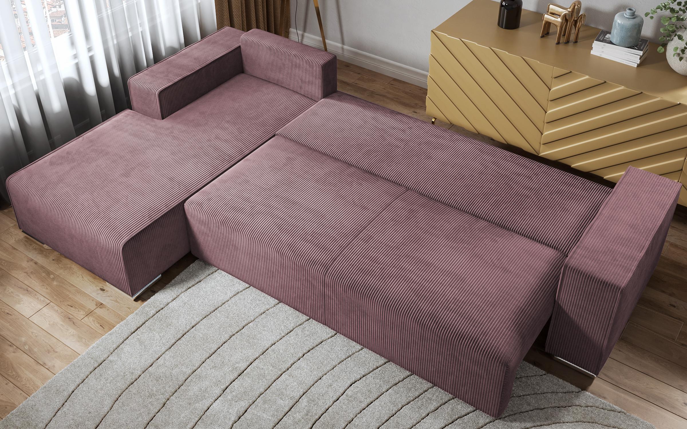 Γωνιακός καναπές Felion, ροζ + γκρι  8