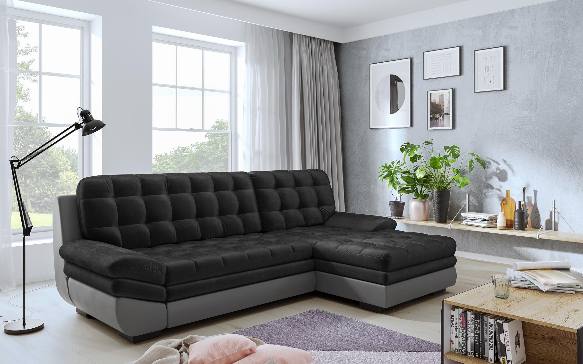 Γωνιακός καναπές Hazart, σκούρο γκρι + ανοιχτό γκρι δέρμα  3