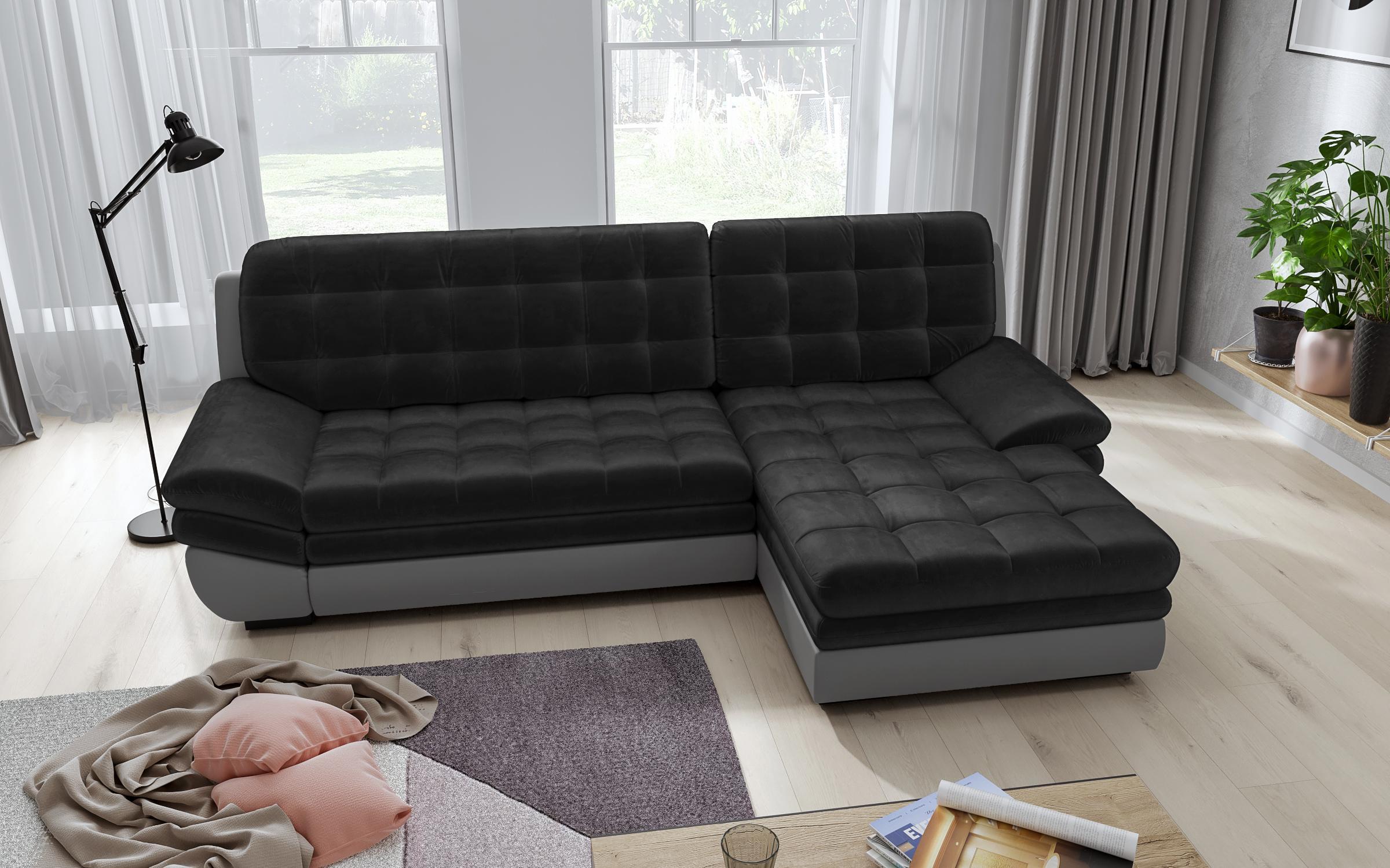 Γωνιακός καναπές Hazart, σκούρο γκρι + ανοιχτό γκρι δέρμα  6