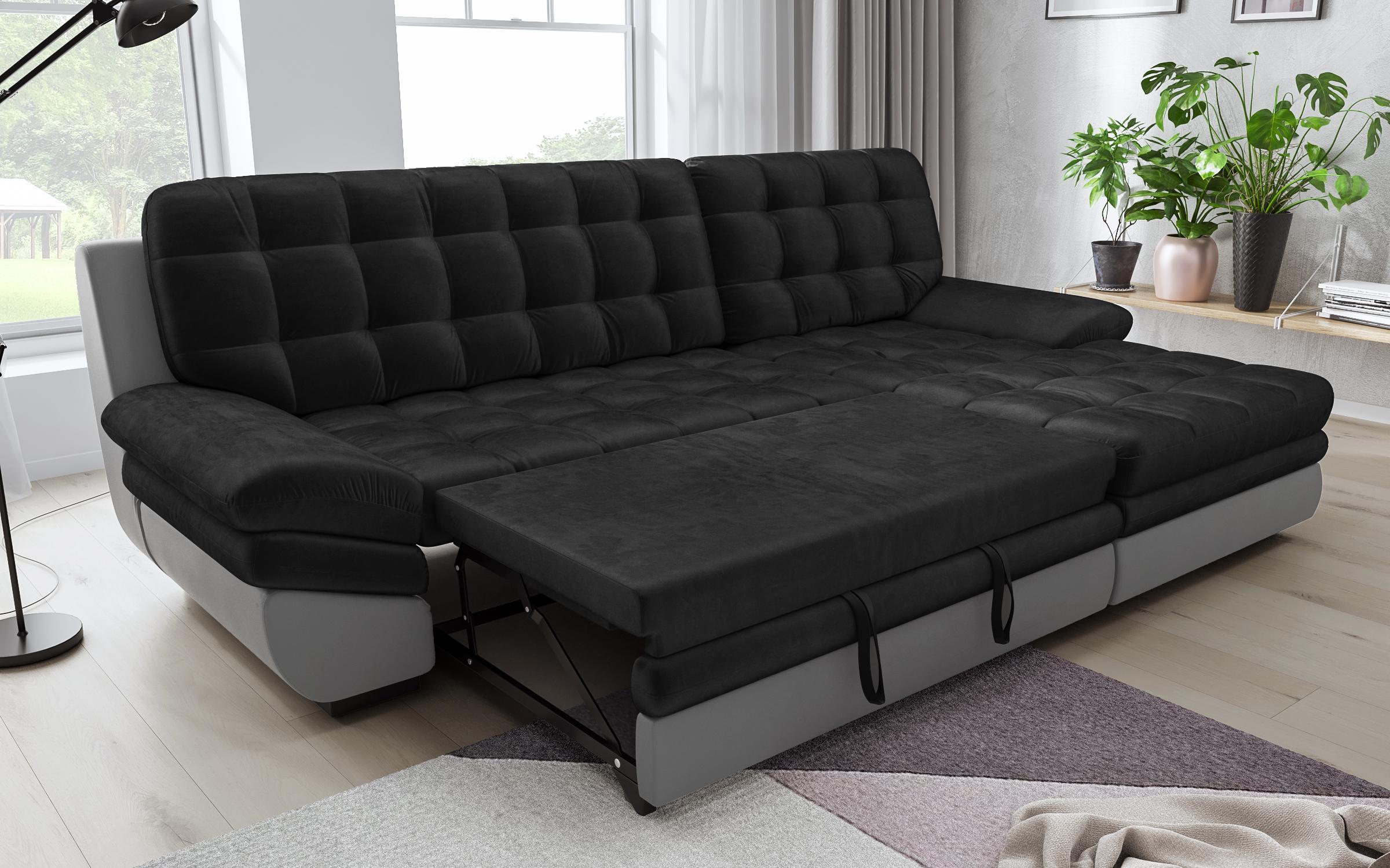 Γωνιακός καναπές Hazart, σκούρο γκρι + ανοιχτό γκρι δέρμα  8