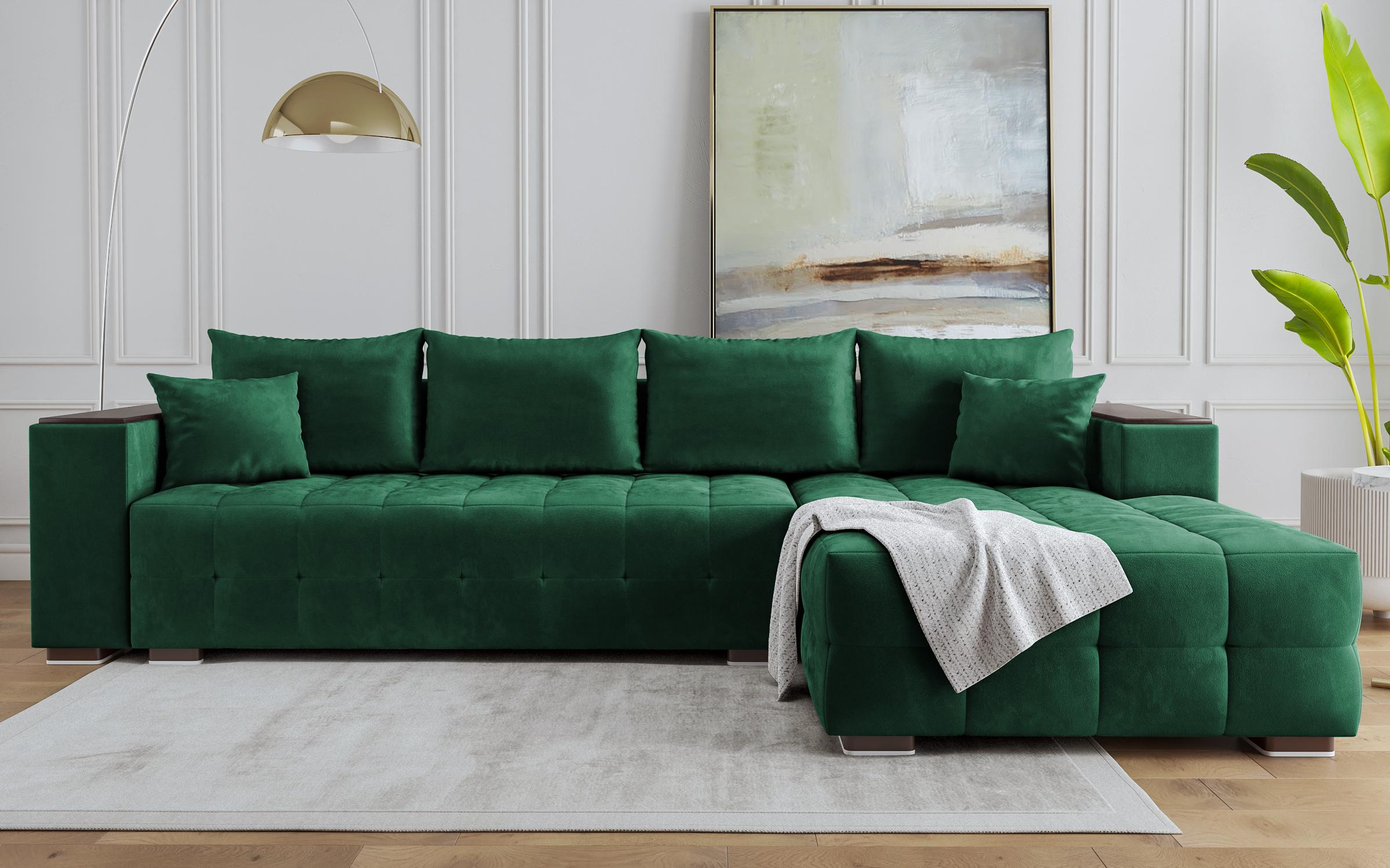 Γωνιακός καναπές με ραφιέρα Melvin Spring, πράσινο  1