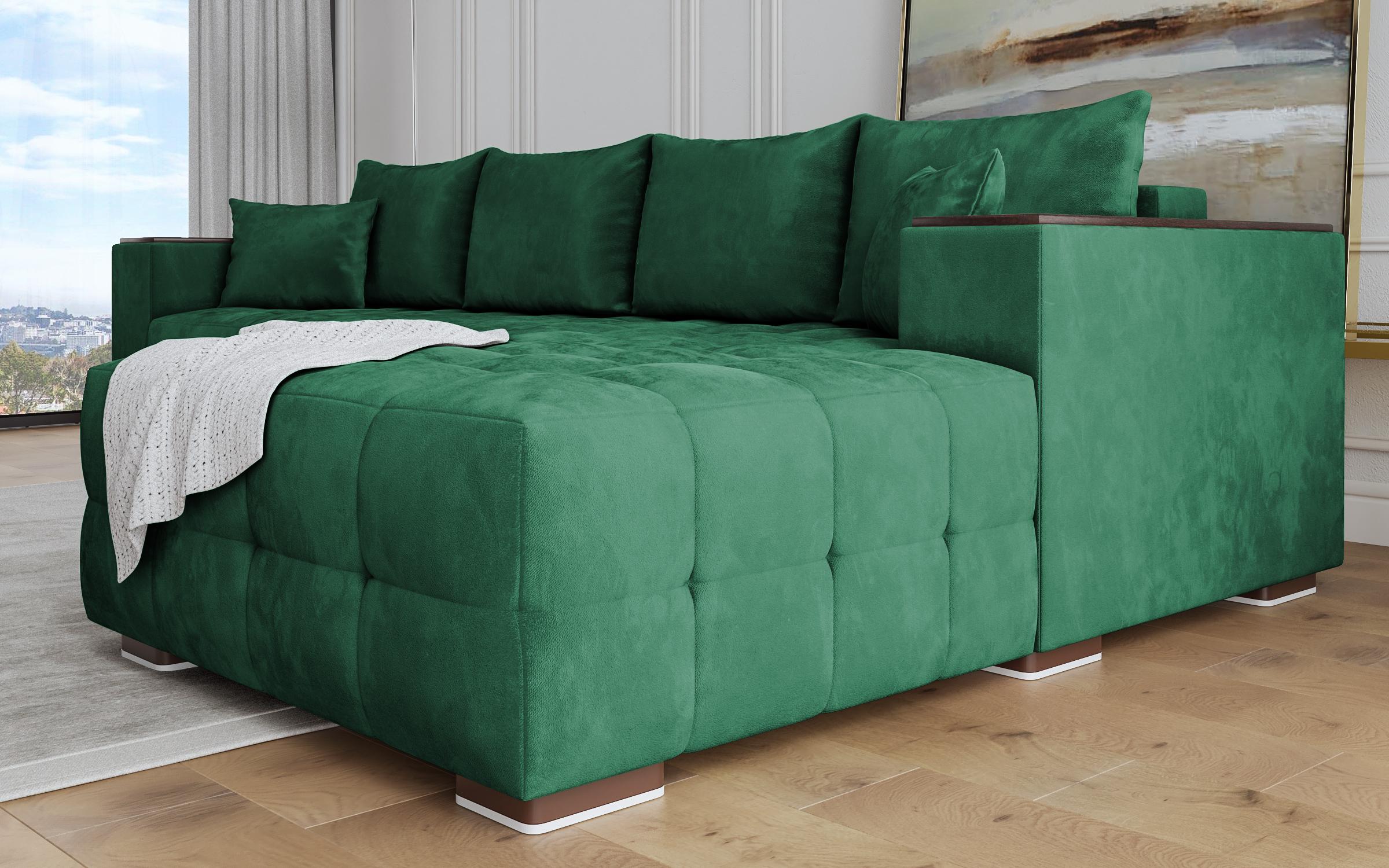Γωνιακός καναπές με ραφιέρα Melvin Spring, πράσινο  4