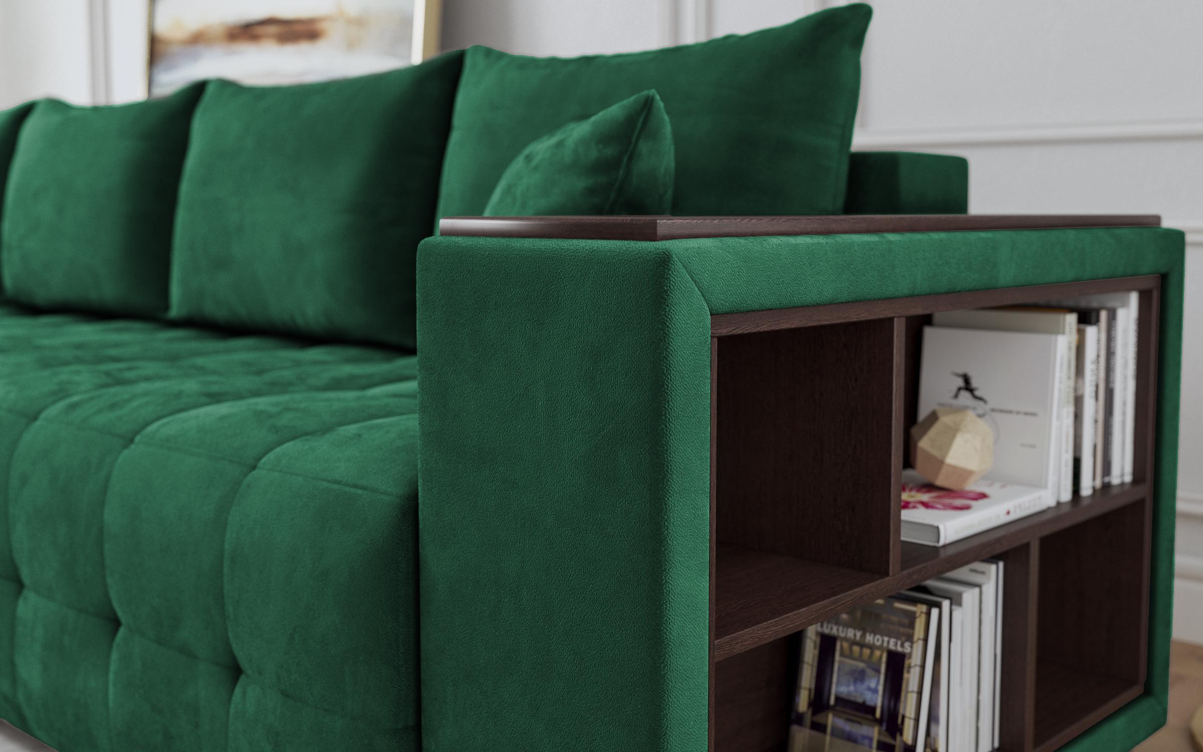 Γωνιακός καναπές με ραφιέρα Melvin Spring, πράσινο  5