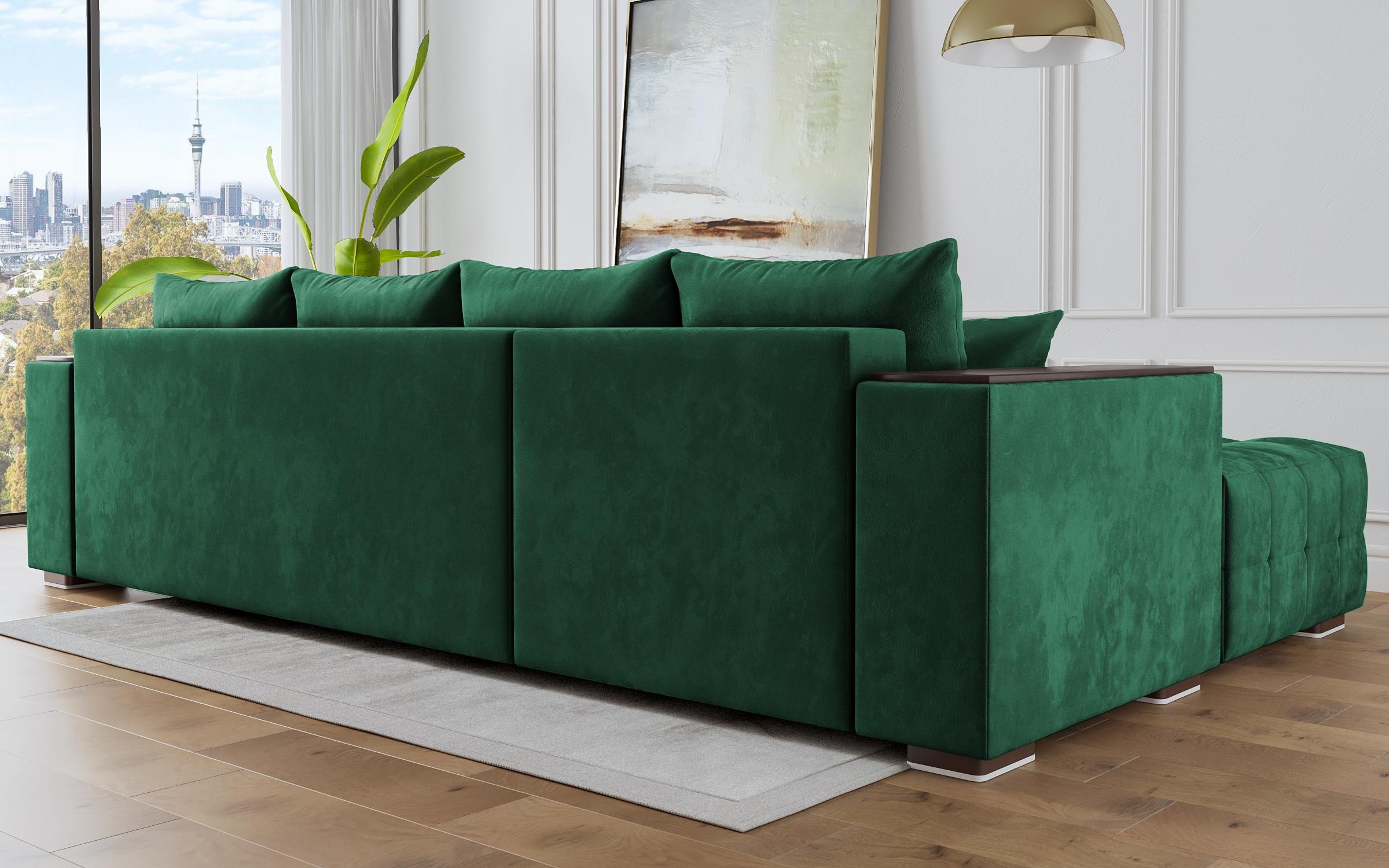 Γωνιακός καναπές με ραφιέρα Melvin Spring, πράσινο  7
