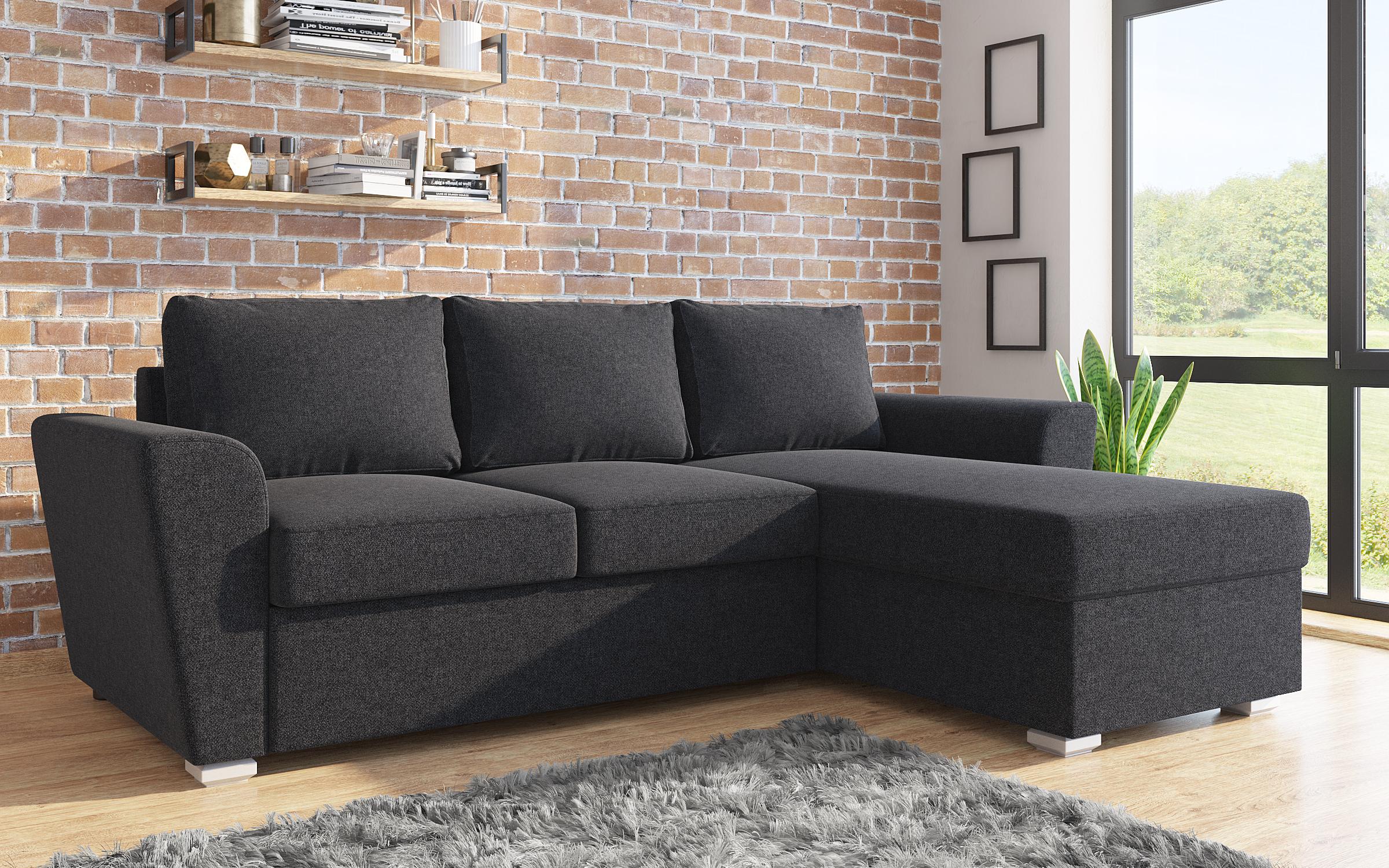 Γωνιακός καναπές - κρεβάτι , Michelangelo, σκούρο γκρι  2