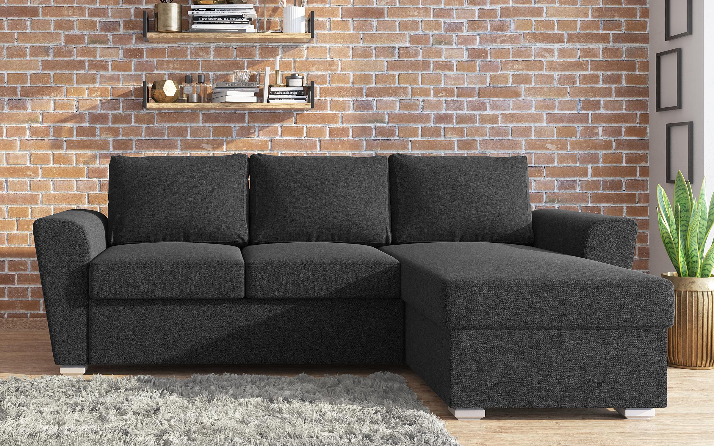 Γωνιακός καναπές - κρεβάτι , Michelangelo, σκούρο γκρι  1