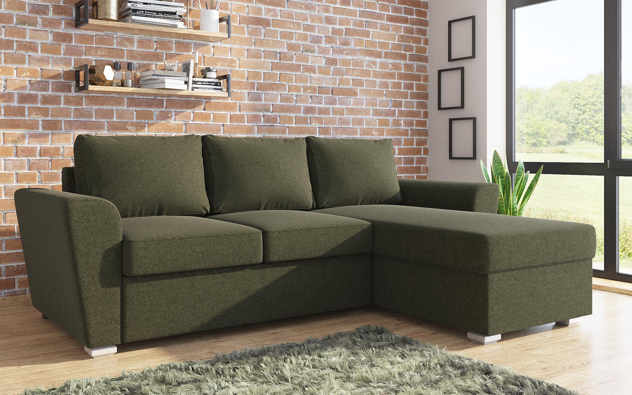 Γωνιακός καναπές - κρεβάτι Michelangelo, σκούρο  πράσινο  3