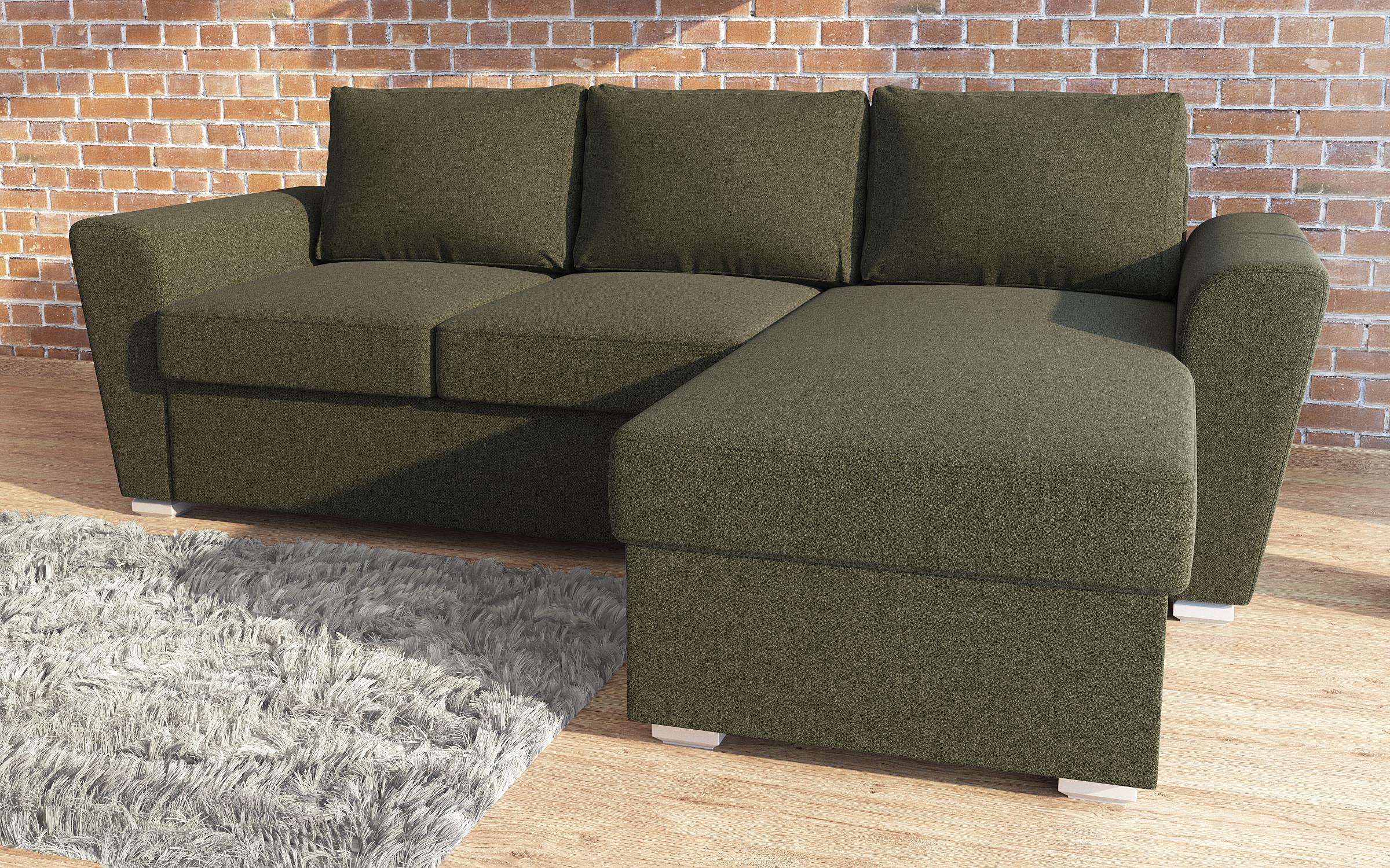 Γωνιακός καναπές - κρεβάτι Michelangelo, σκούρο  πράσινο  5