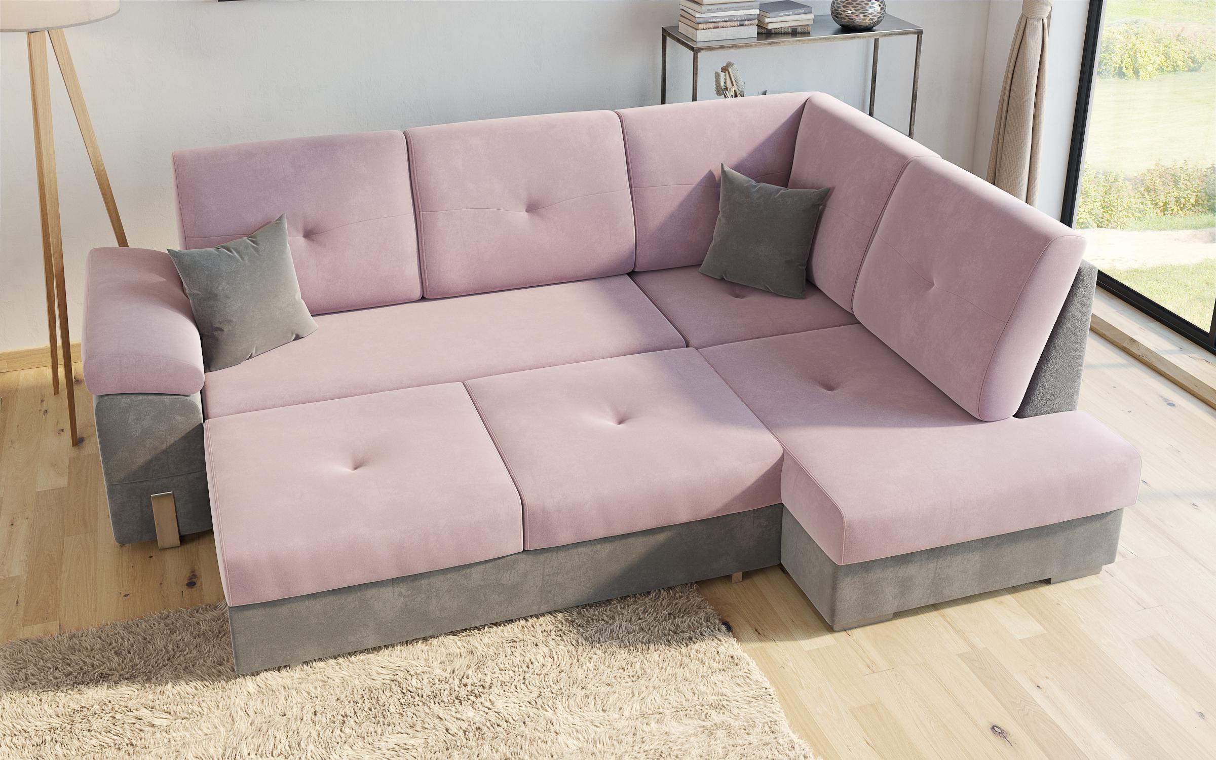 Γωνιακός καναπές – κρεβάτι Molier, Grey Silk + γκρι  5