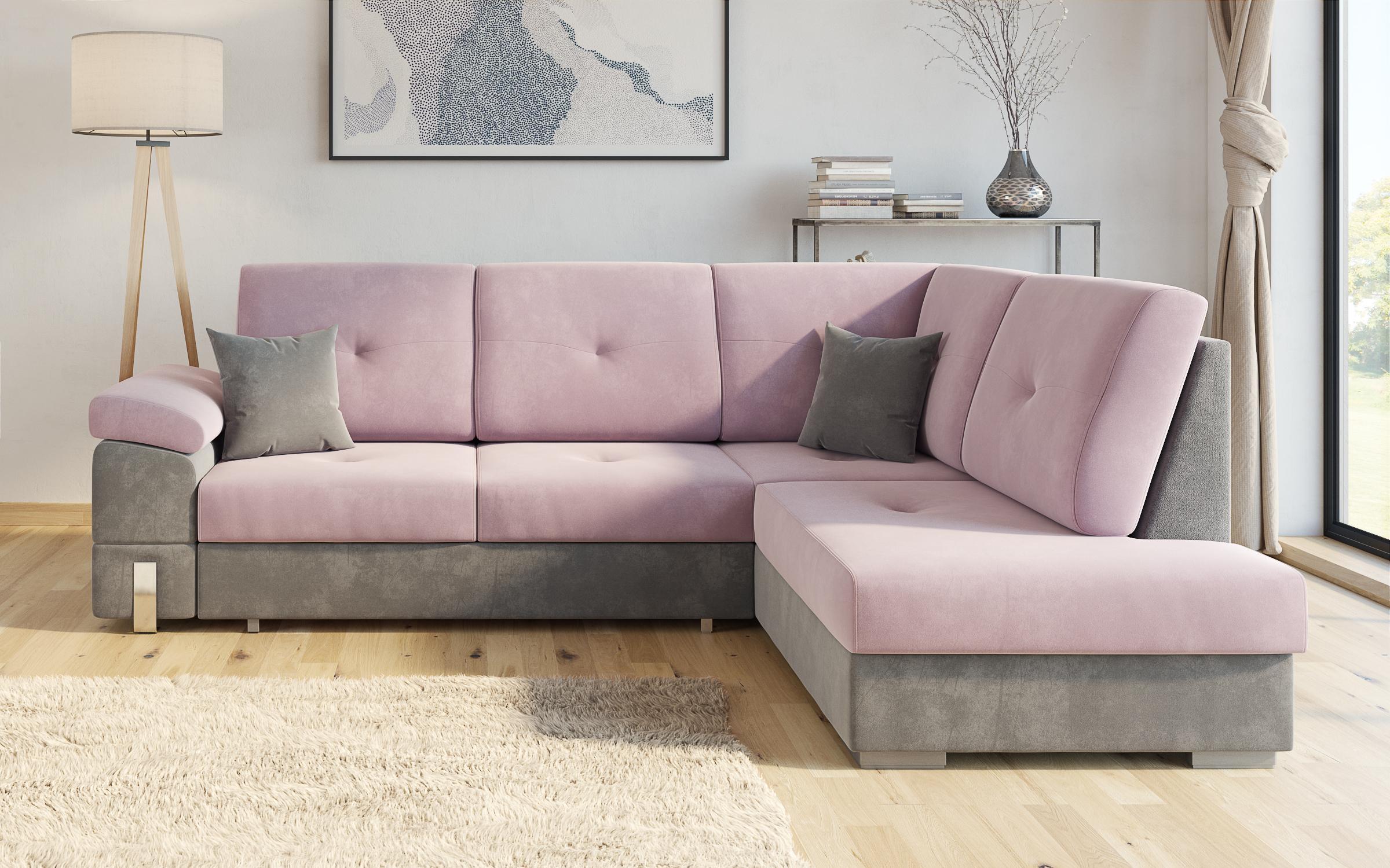 Γωνιακός καναπές – κρεβάτι Molier, Grey Silk + γκρι  1