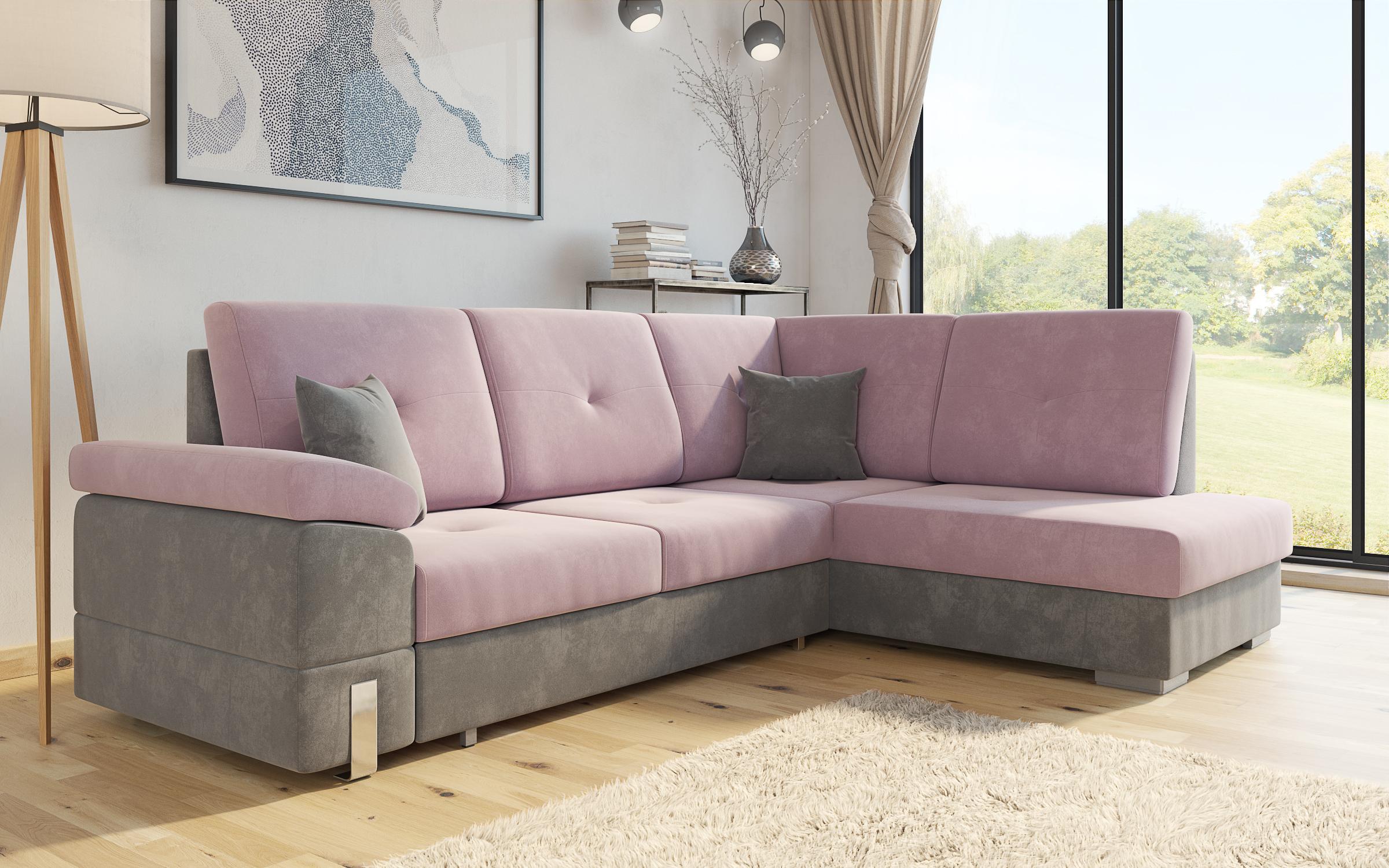 Γωνιακός καναπές – κρεβάτι Molier, Grey Silk + γκρι  3