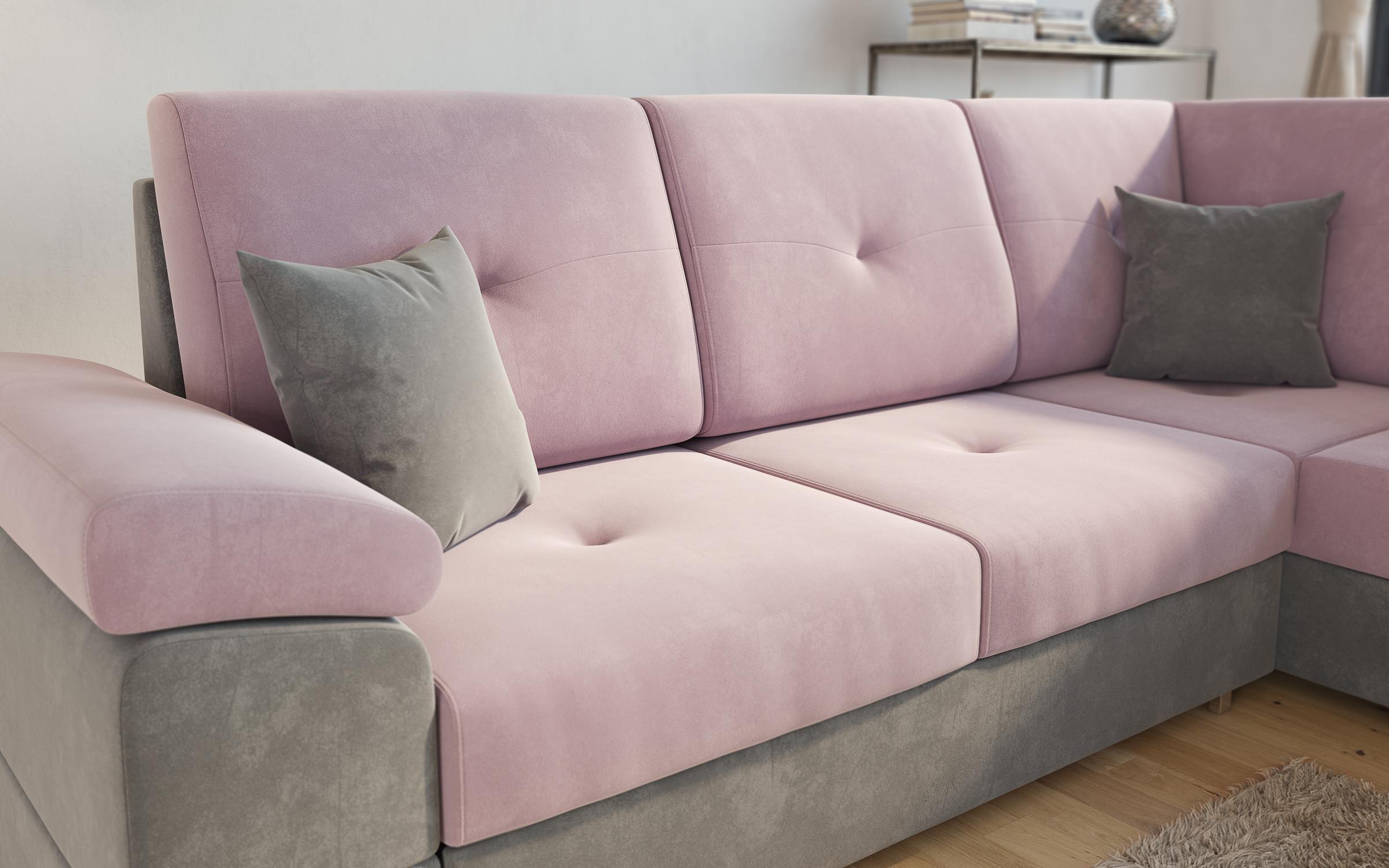 Γωνιακός καναπές – κρεβάτι Molier, Grey Silk + γκρι  4