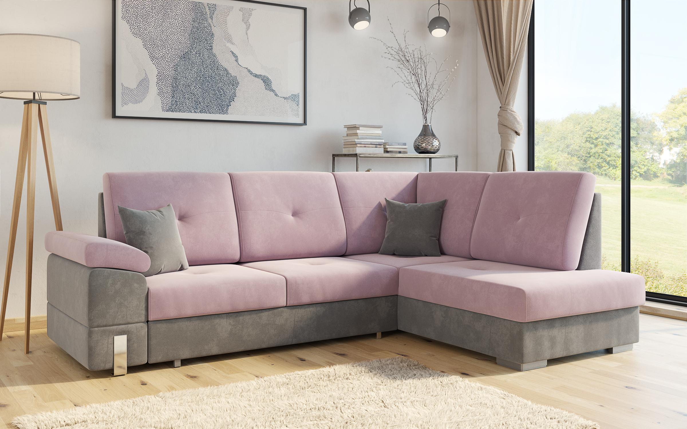 Γωνιακός καναπές – κρεβάτι Molier, Grey Silk + γκρι  6