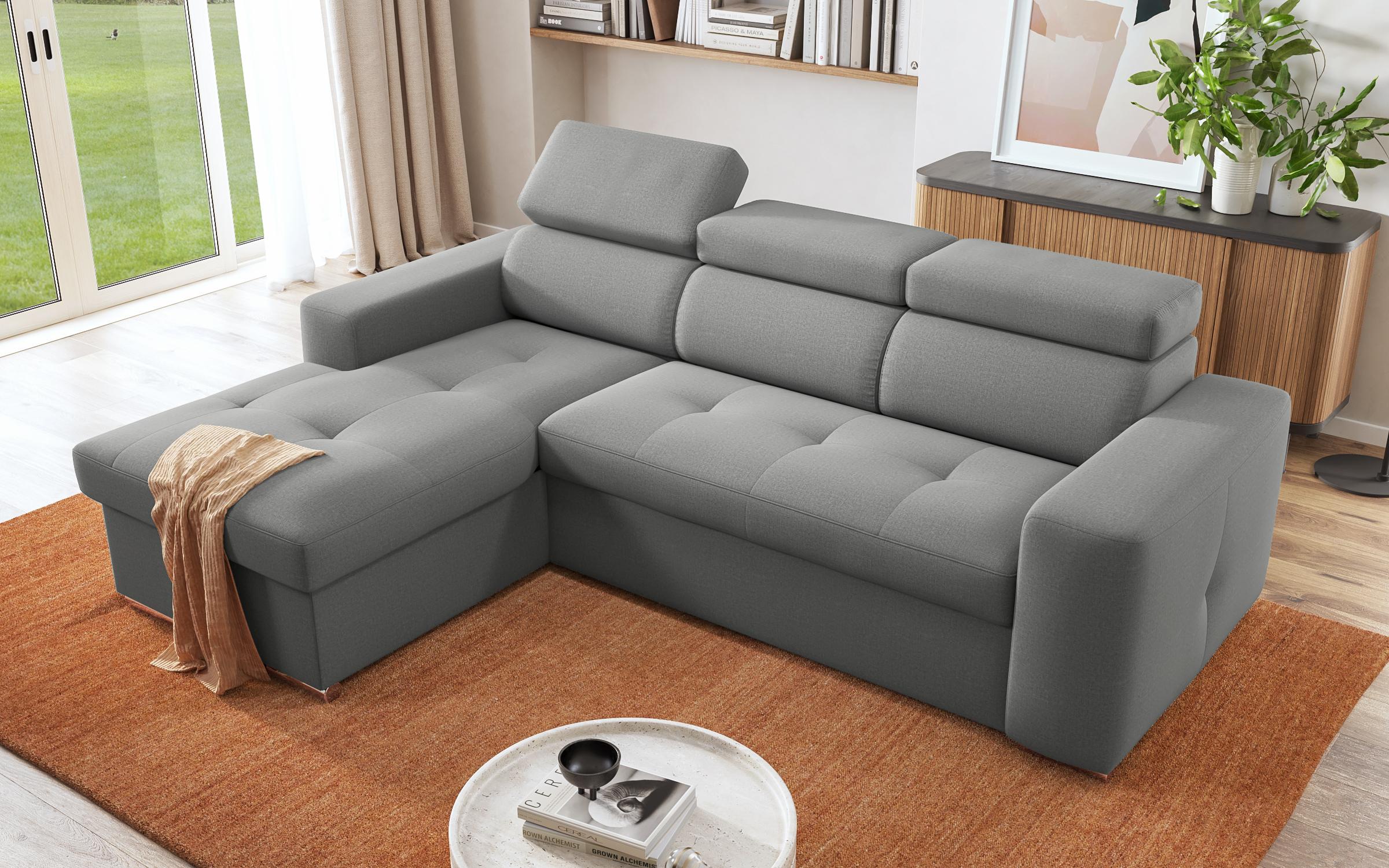 Γωνιακός καναπές - κρεβάτι Navi, ανοιχτό γκρί  5