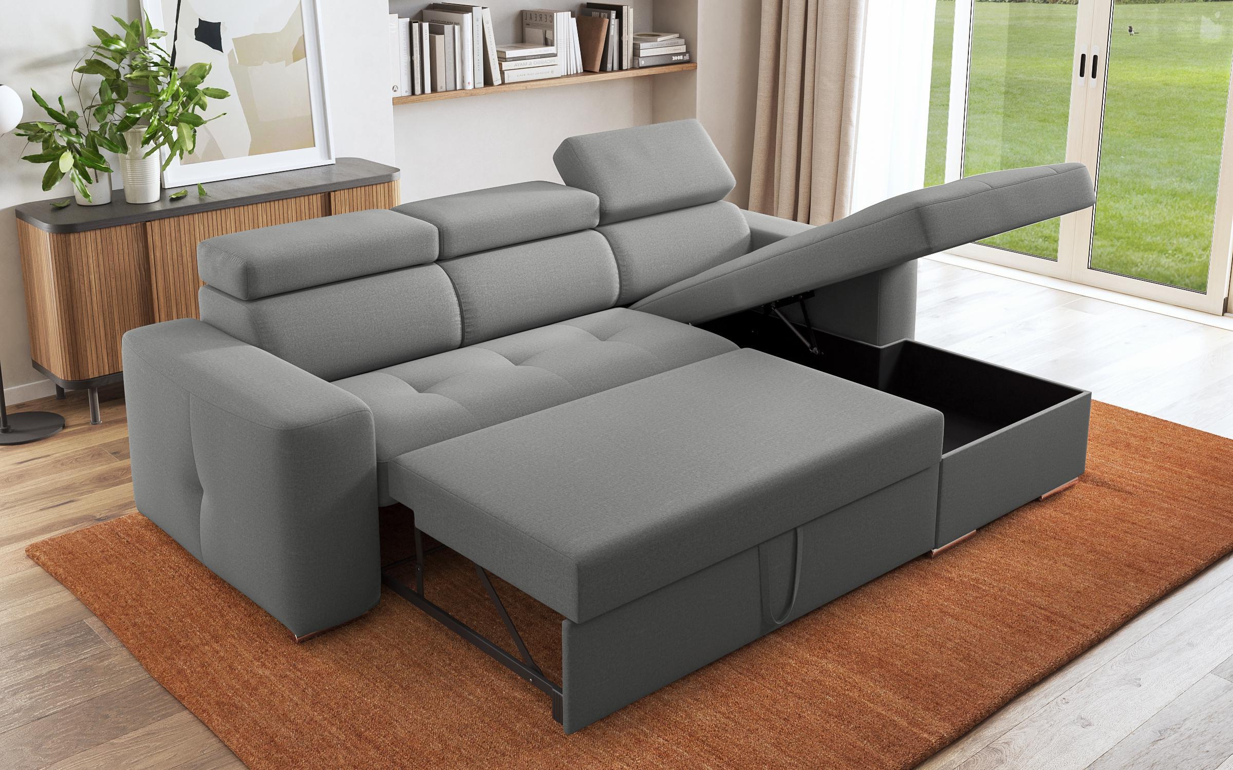 Γωνιακός καναπές - κρεβάτι Navi, ανοιχτό γκρί  8
