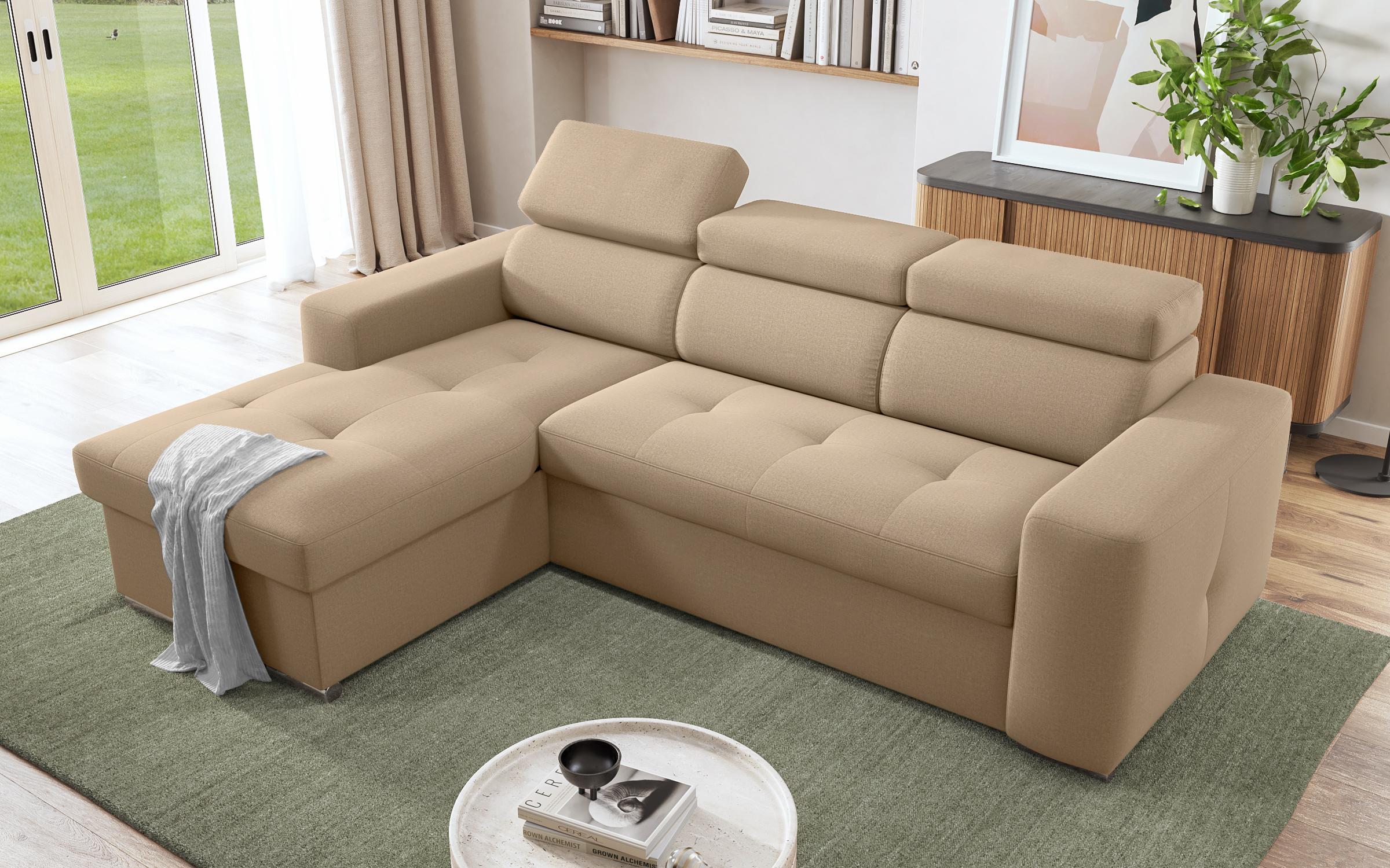 Γωνιακός καναπές - κρεβάτι Navi, σκούρο μπεζ  6