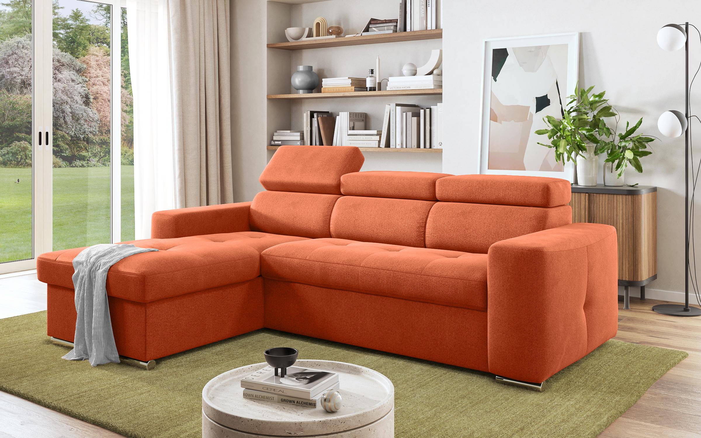 Γωνιακός καναπές - κρεβάτι Navi, πορτοκαλί  3