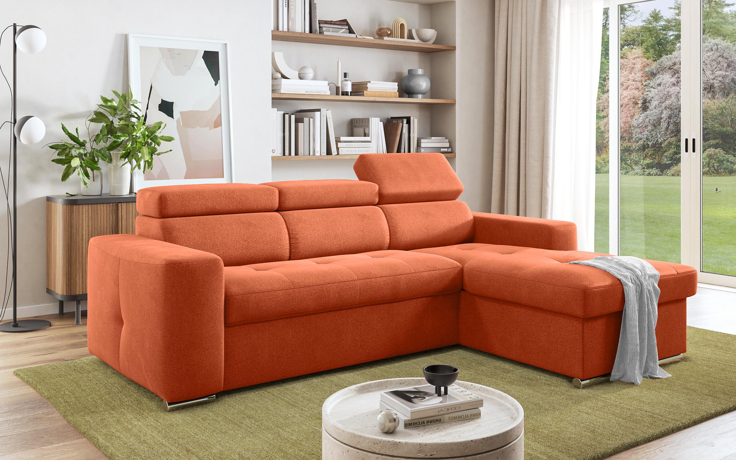 Γωνιακός καναπές - κρεβάτι Navi, πορτοκαλί  8
