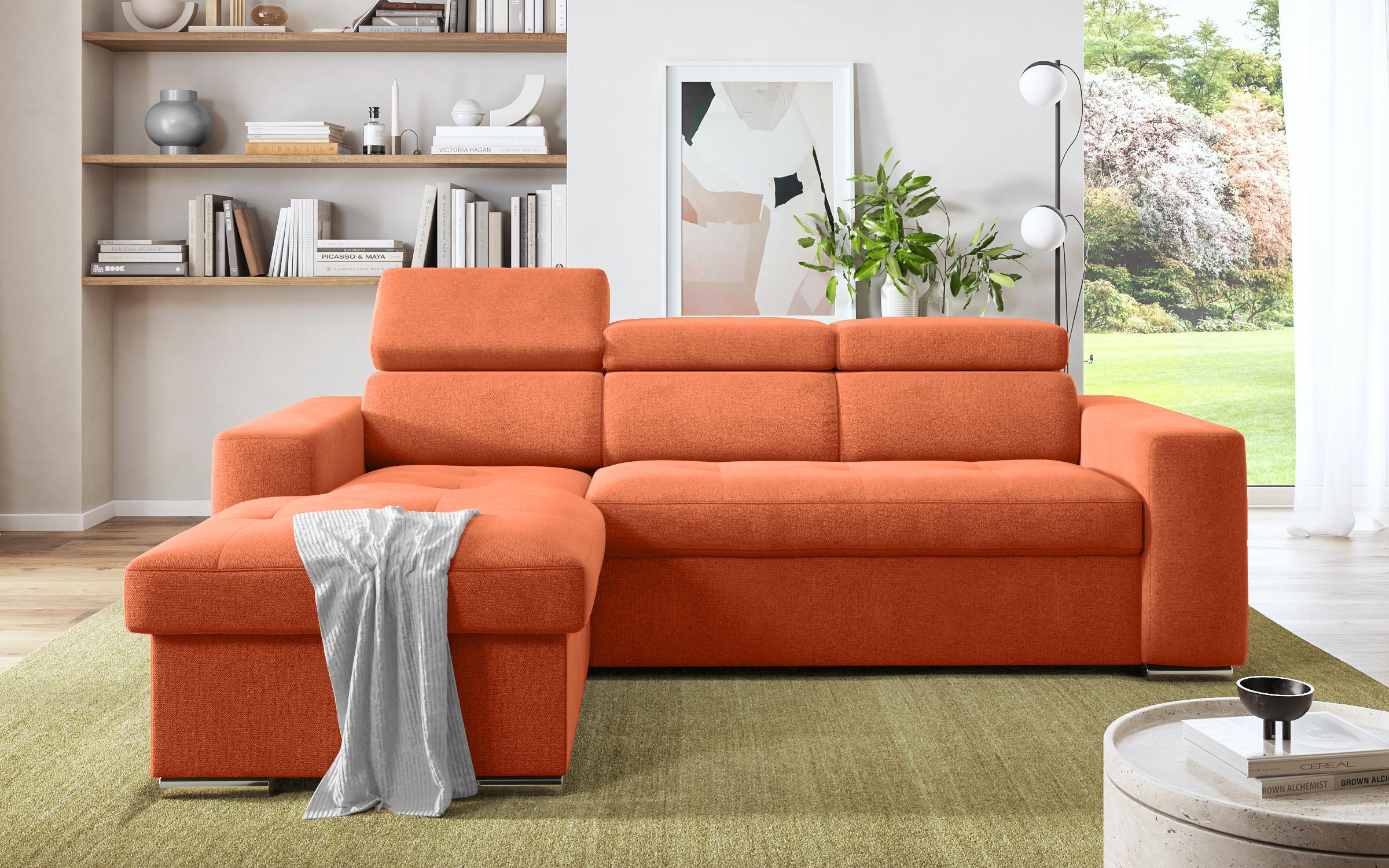 Γωνιακός καναπές - κρεβάτι Navi, πορτοκαλί  1